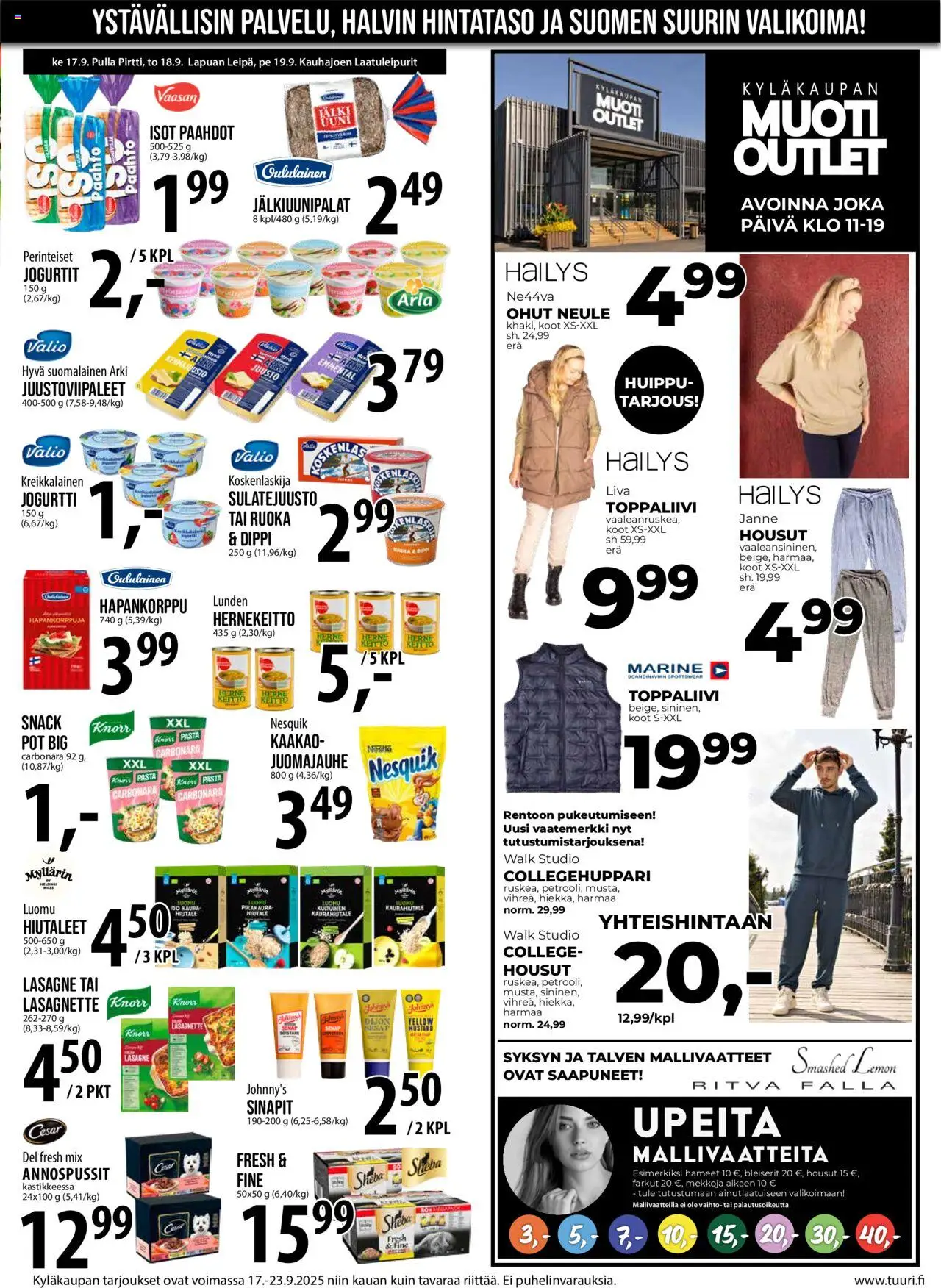 Tuuri tarjoukset – voimassa 17.09.2025 alkaen | Sivu: 7 | Tuotteet: Housut, Pasta, Farkut, Pulla