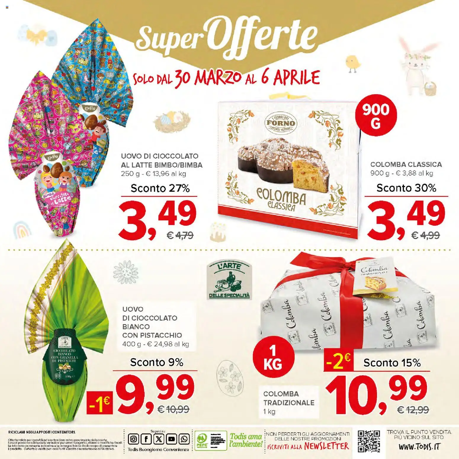 Volantino Todis del 26.03.2026 | Pagina: 28 | Prodotti: Cioccolato, Pepe, Latte, Forno