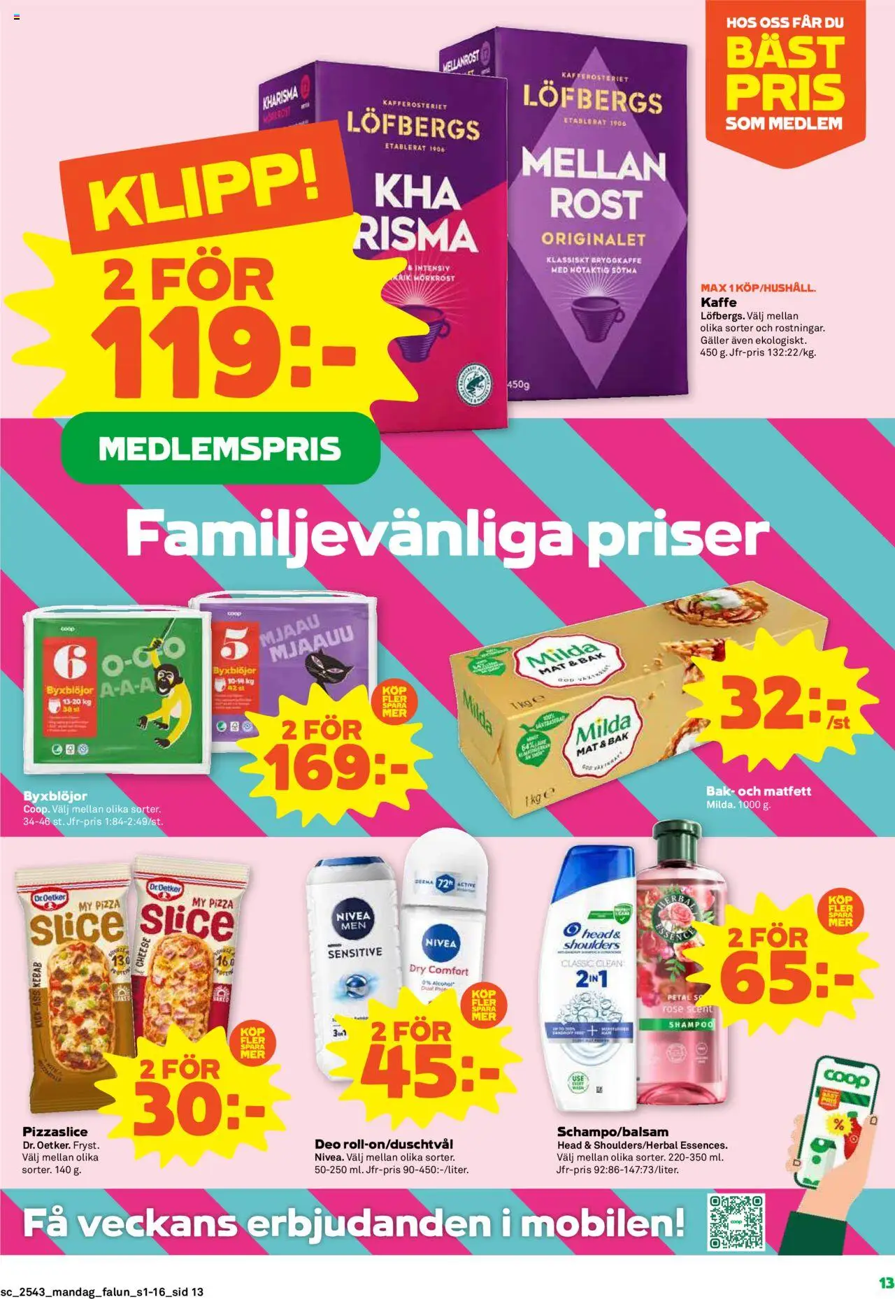 Stora Coop reklamblad aktuell från 20.10.2025 | Sida: 13 | Produkter: Galler, Kaffe, Pizza