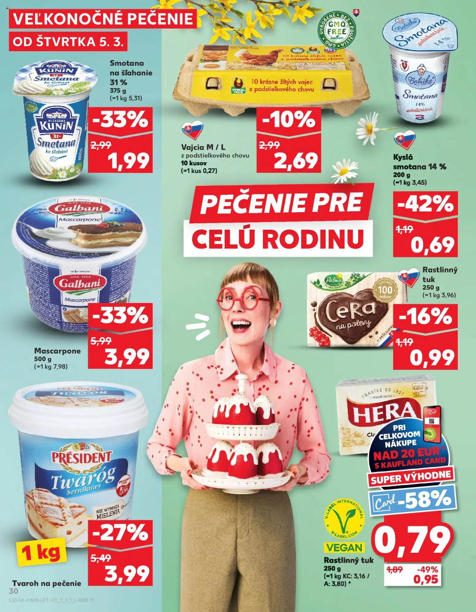 Nové Kaufland akcie – leták je platný od 05.03.2026 | Strana: 30 | Produkty: Vajcia, Smotana, Tvaroh, Smotana na šľahanie