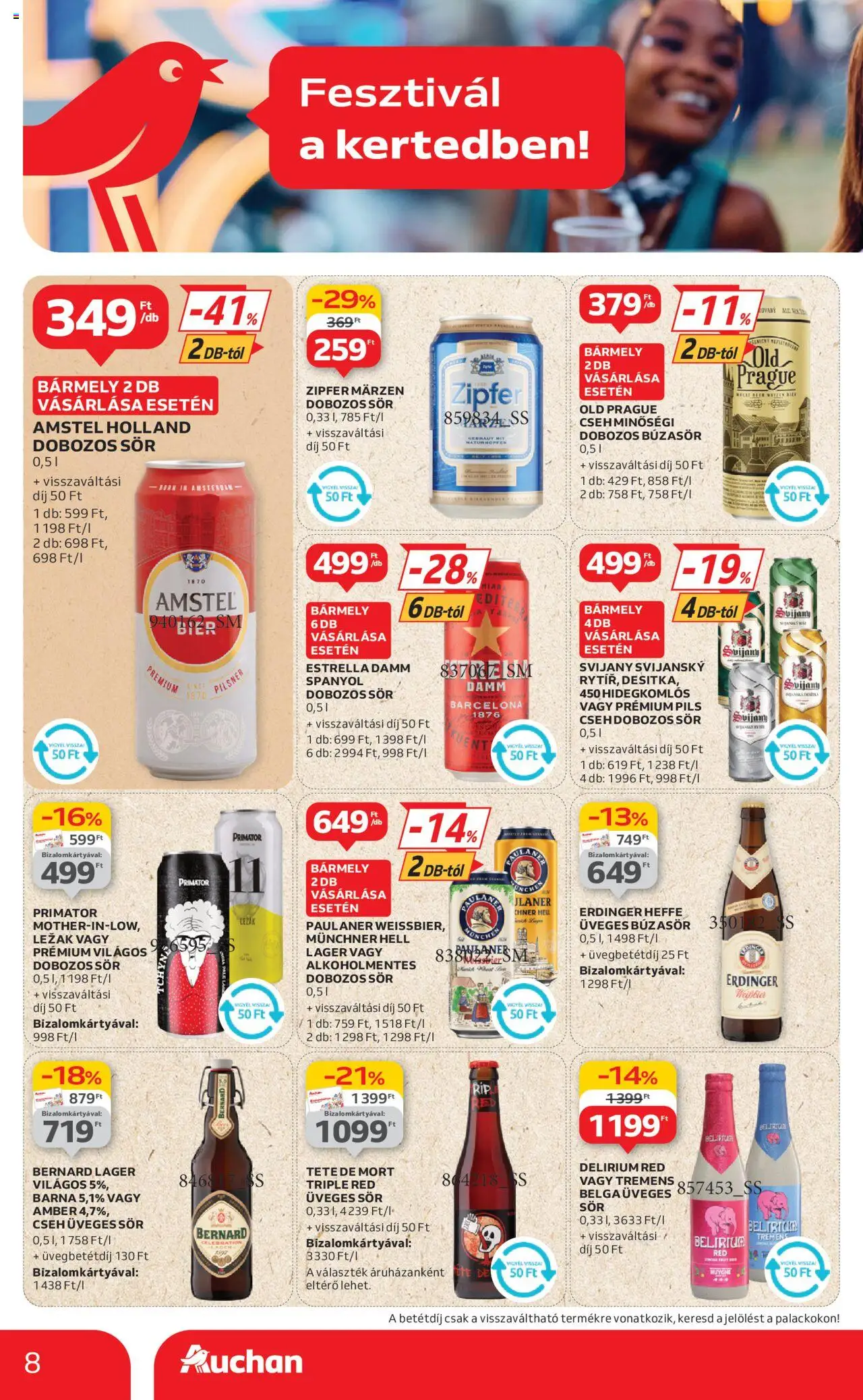 Auchan akciós ujság - amely érvényes a következő dátumtól: 19.06.2025 | Oldal: 8 | Termékek: Búzasör, Dobozos sör, Sör