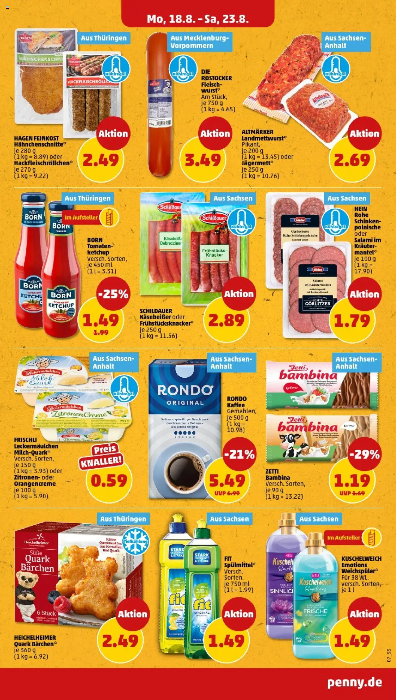 Penny - Sachsen - gültig ab dem 18.08.2025 | Seite: 7 | Produkte: Quark, Pfirsich, Ketchup, Zitronen