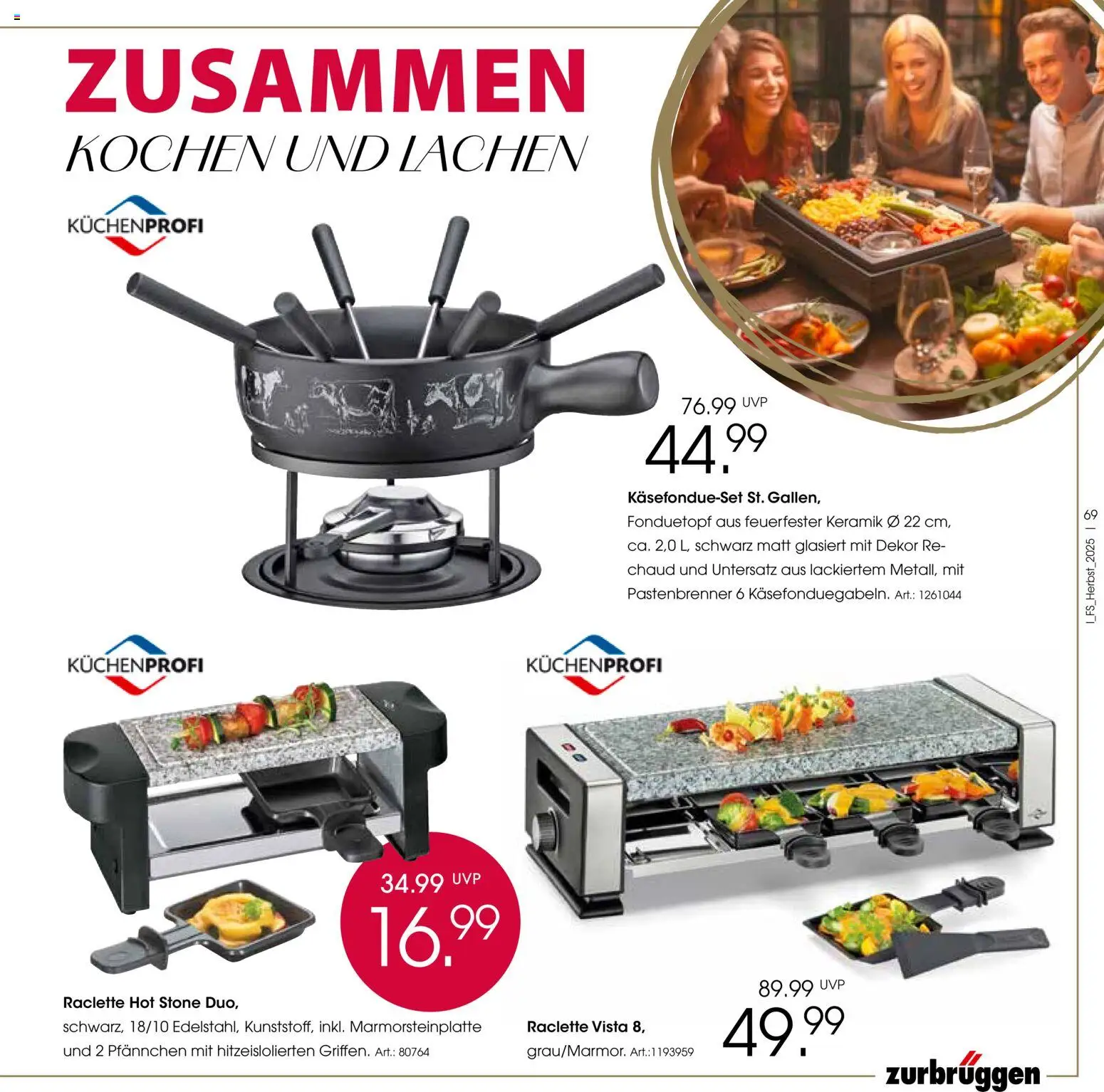 Zurbrüggen Trend-Journal Herbst – gültig ab 21.10.2025 | Seite: 69 | Produkte: Raclette