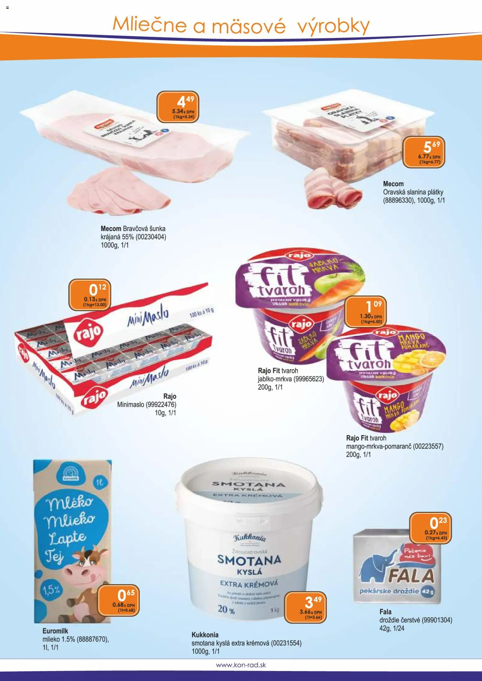 Nové KON - RAD akcie – leták je platný od 08.01.2026 | Strana: 24 | Produkty: Mlieko, Šunka, Smotana, Mango