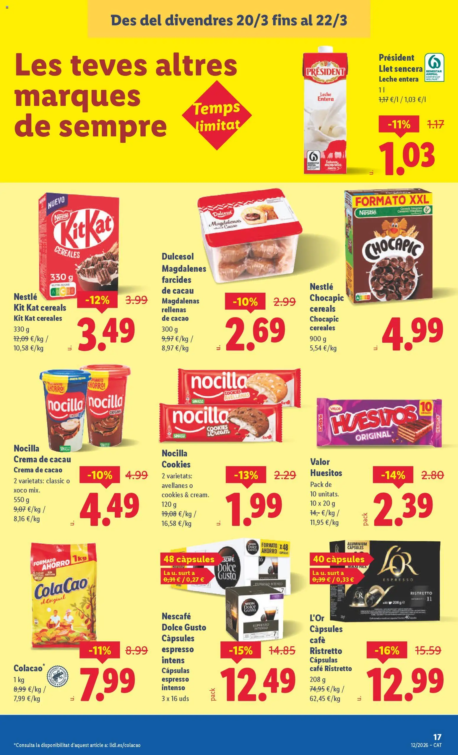 Lidl folleto │ válido desde el 16.03.2026 | Página: 39 | Productos: Leche entera, Café, Crema de cacao, Cereales