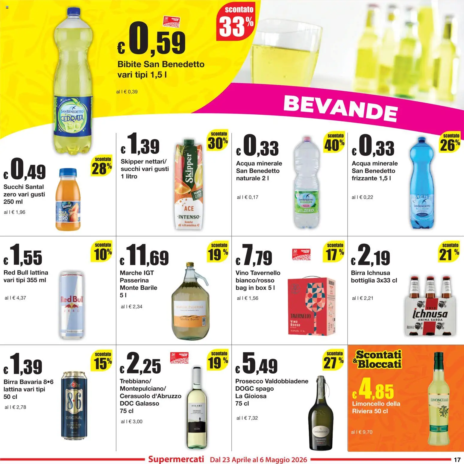 Volantino Sì con Te del 23.04.2026 | Pagina: 17 | Prodotti: Prosecco, Acqua, Vino, Cedrata