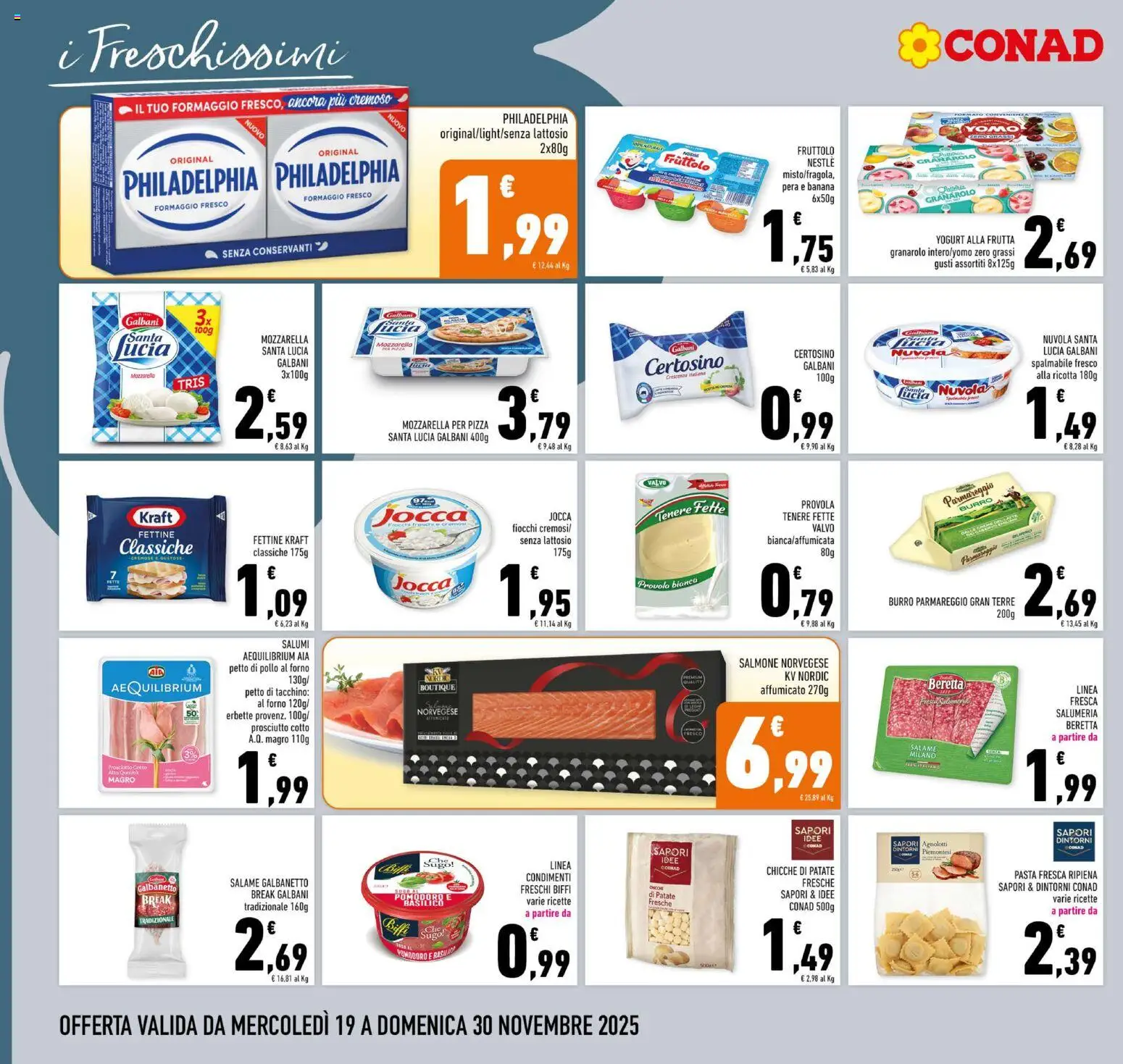 Volantino Conad del 19.11.2025 | Pagina: 6 | Prodotti: Petto di Pollo, Yogurt, Formaggio, Basilico