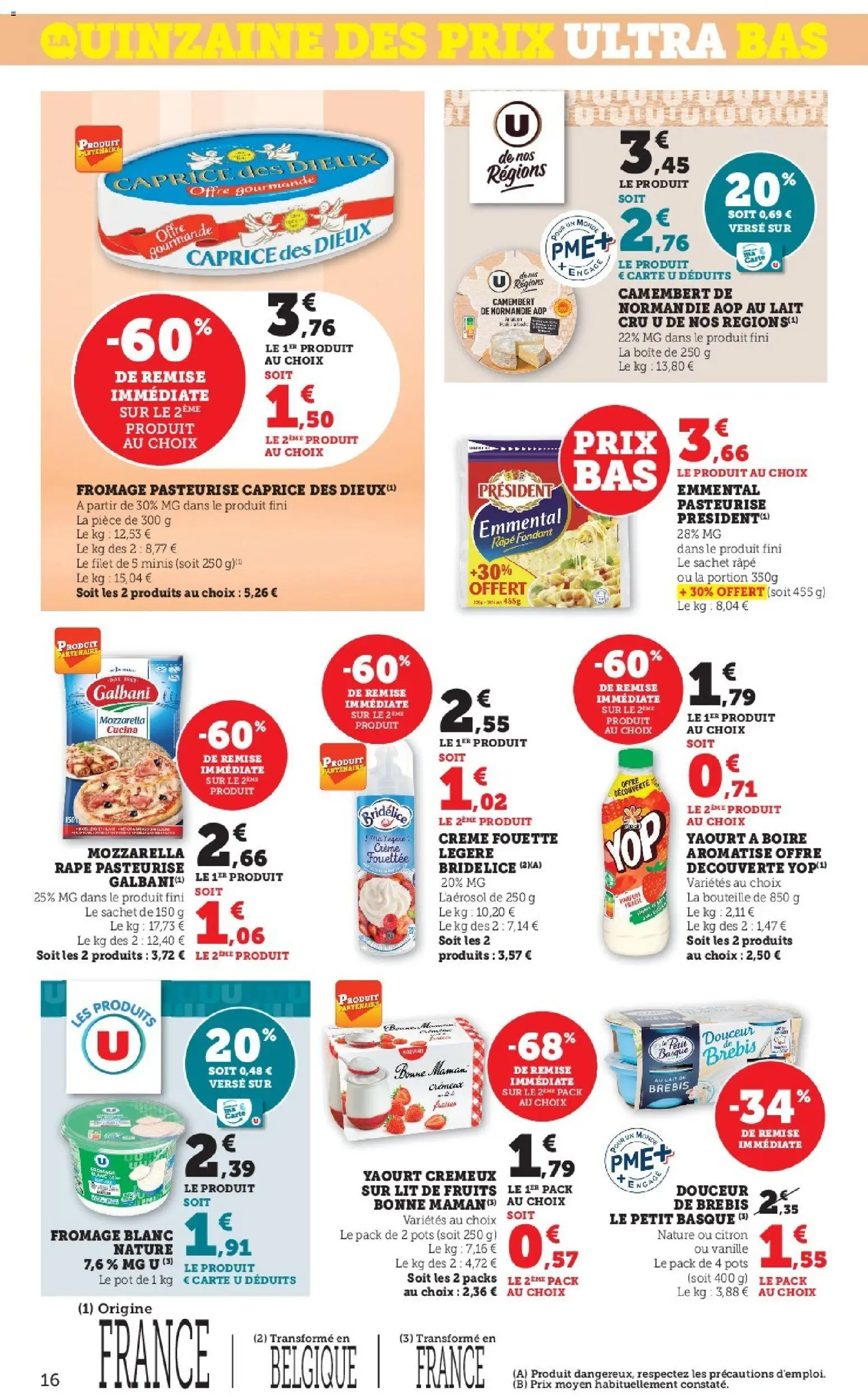 {H1} | Page: 16 | Produits: Fromage blanc, Lait, Fromage, Yaourt