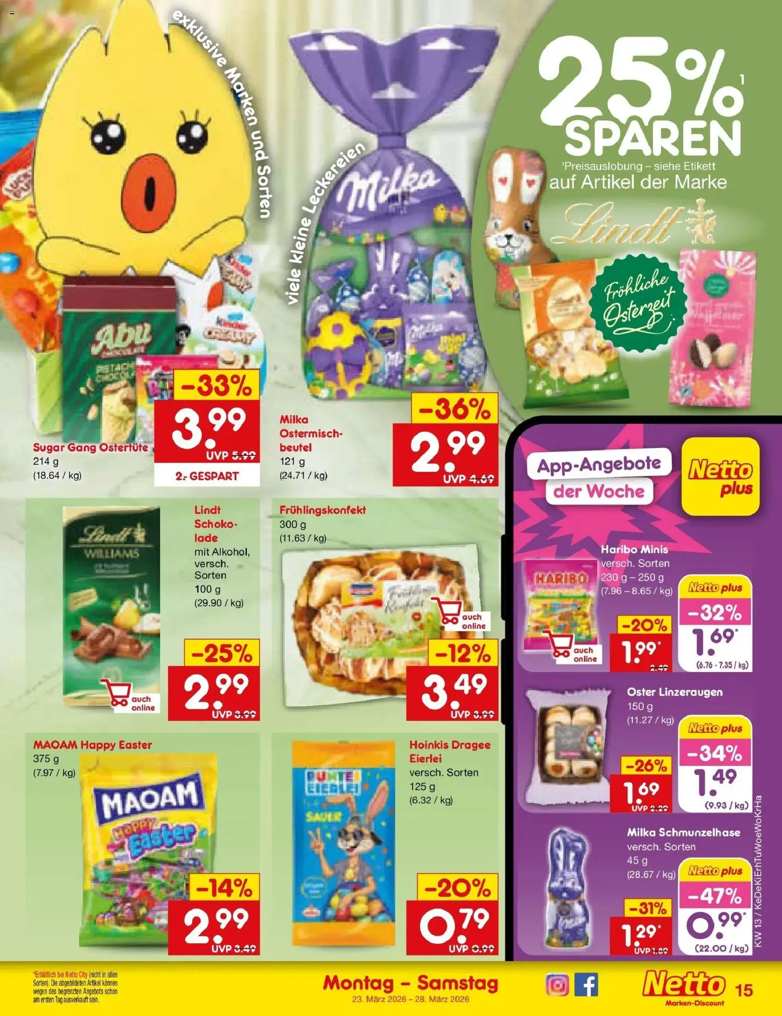 Netto Marken-Discount Prospekt Lahnau	 – gültig ab 23.03.2026 | Seite: 17 | Produkte: Haribo, Milka, Lindt