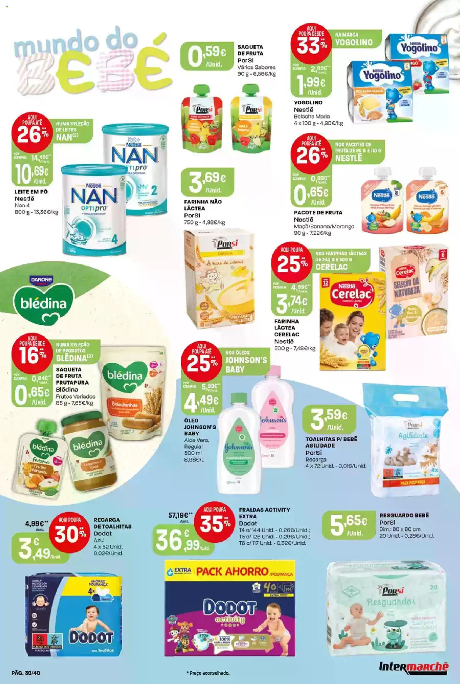 Intermarché folheto │ válido de 12.02.2026 | Página: 38 | Produtos: Farinha láctea, Fraldas, Leite, Óleo