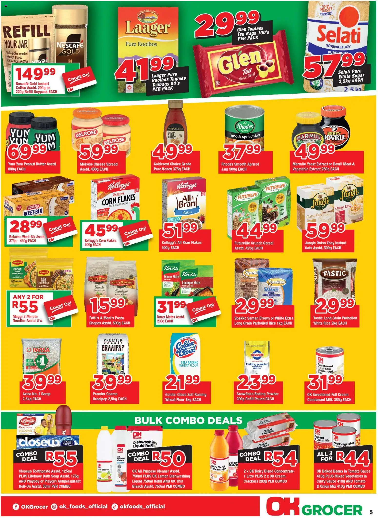 New OK Foods catalogue – valid from 25.02.2026 | Page: 5 | Products: Oats, Coffee, Powder, Toothpaste