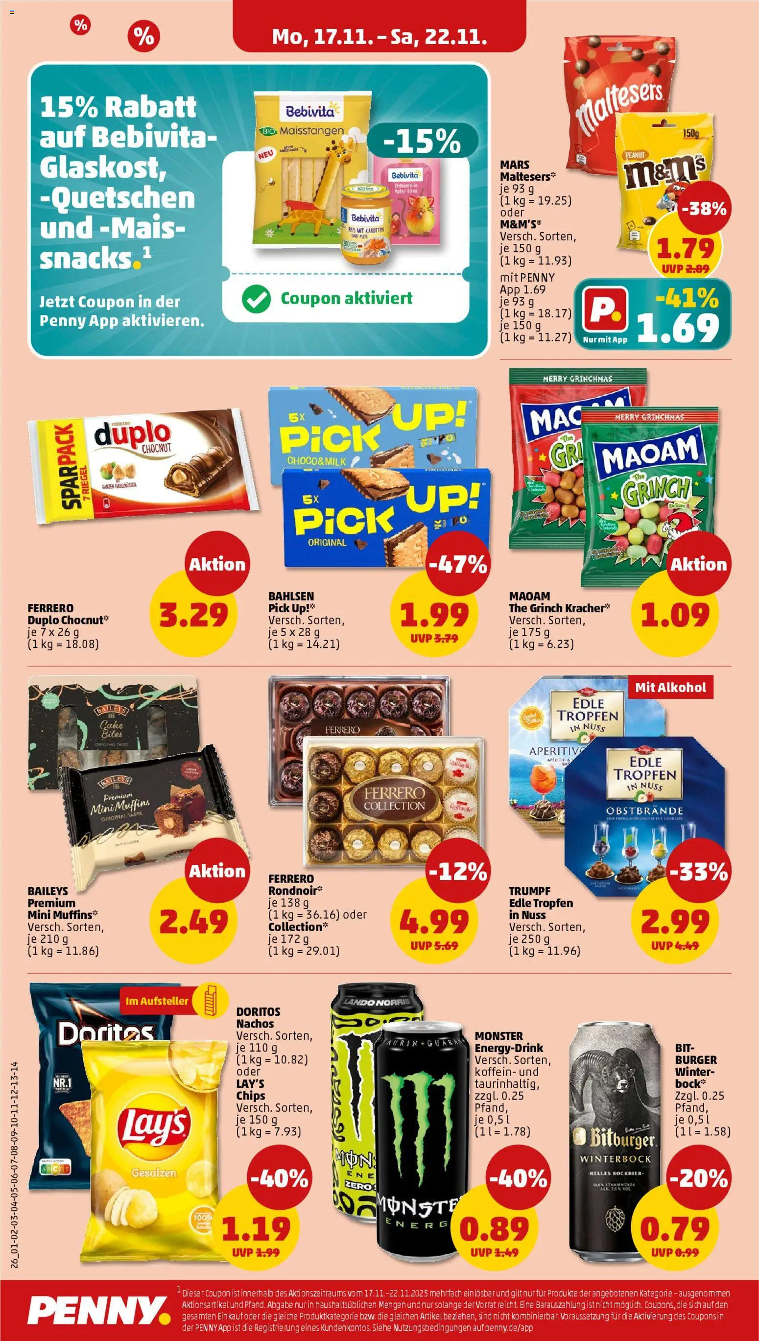 Penny Prospekt 	 – gültig ab 17.11.2025 | Seite: 18 | Produkte: Pute, Burger, Monster, Reis