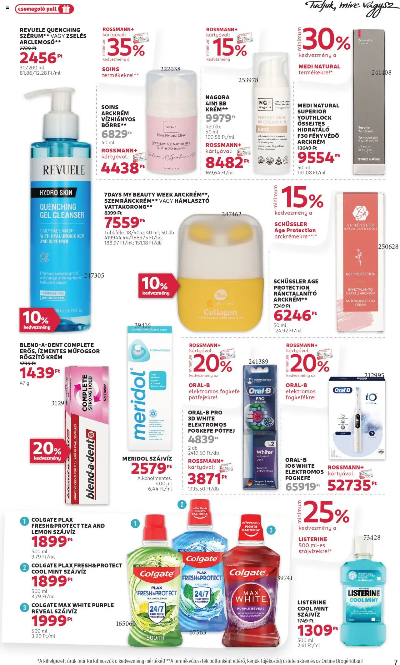 Rossmann akciós ujság - amely érvényes a következő dátumtól: 28.07.2025 | Oldal: 7 | Termékek: Vattakorong, Fényvédő, Fogkefe, Szájvíz