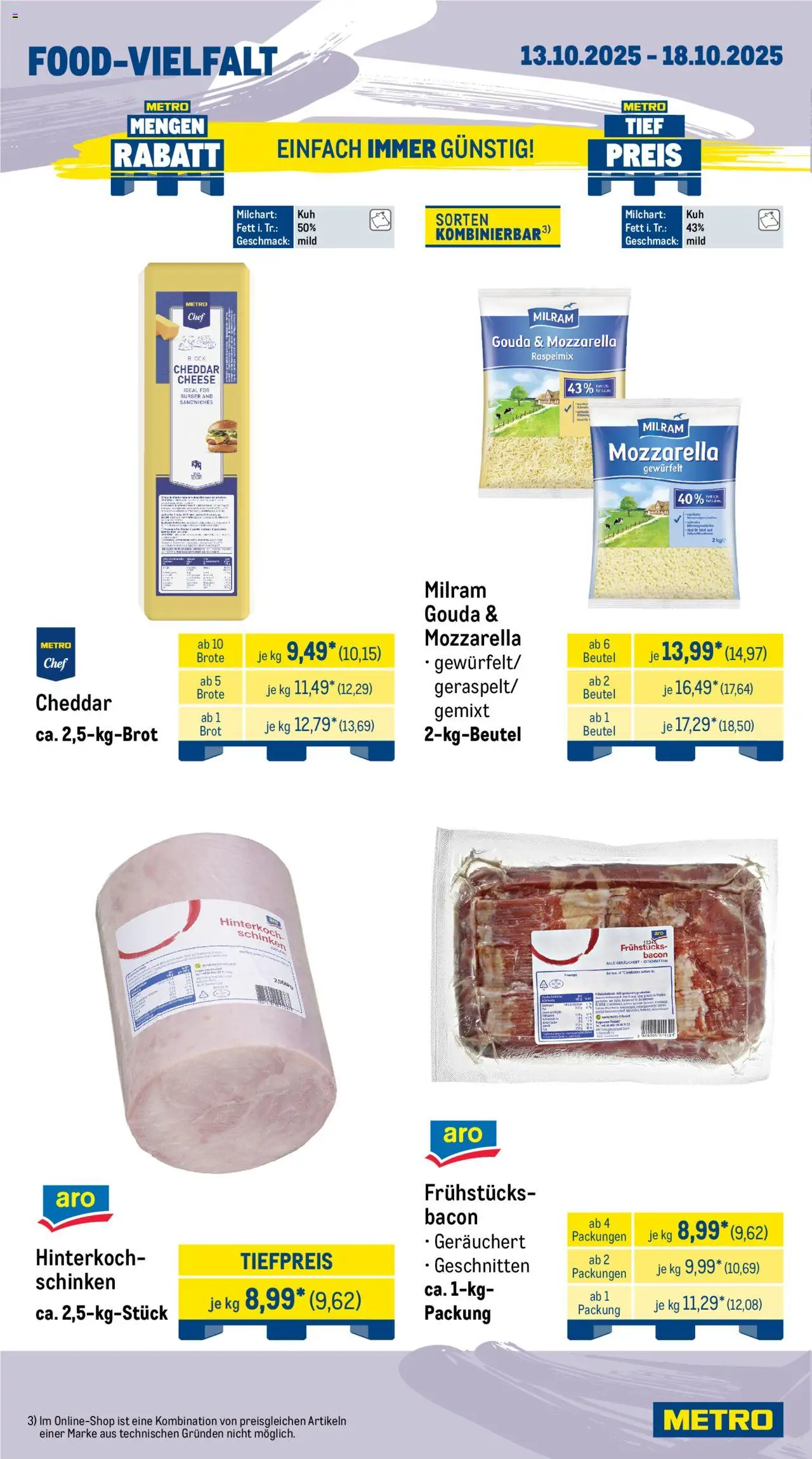 Metro Wochen-Angebote Gastro – gültig ab 13.10.2025 | Seite: 10 | Produkte: Mozzarella, Milram, Brot, Schinken