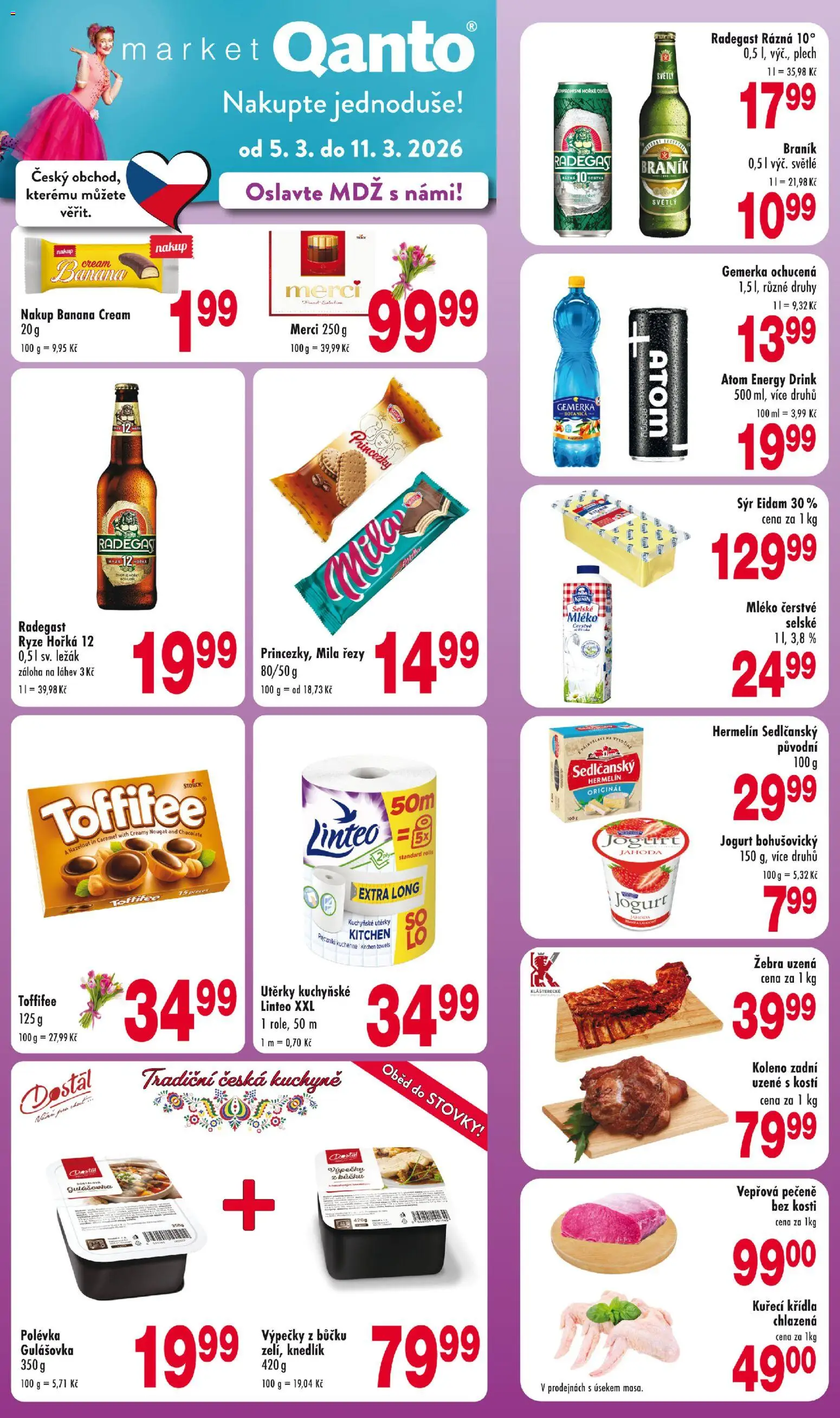 Astur & Qanto leták od 05.03.2026 | Strana: 1 | Produkty: Mléko, Sýr, Gemerka, Merci