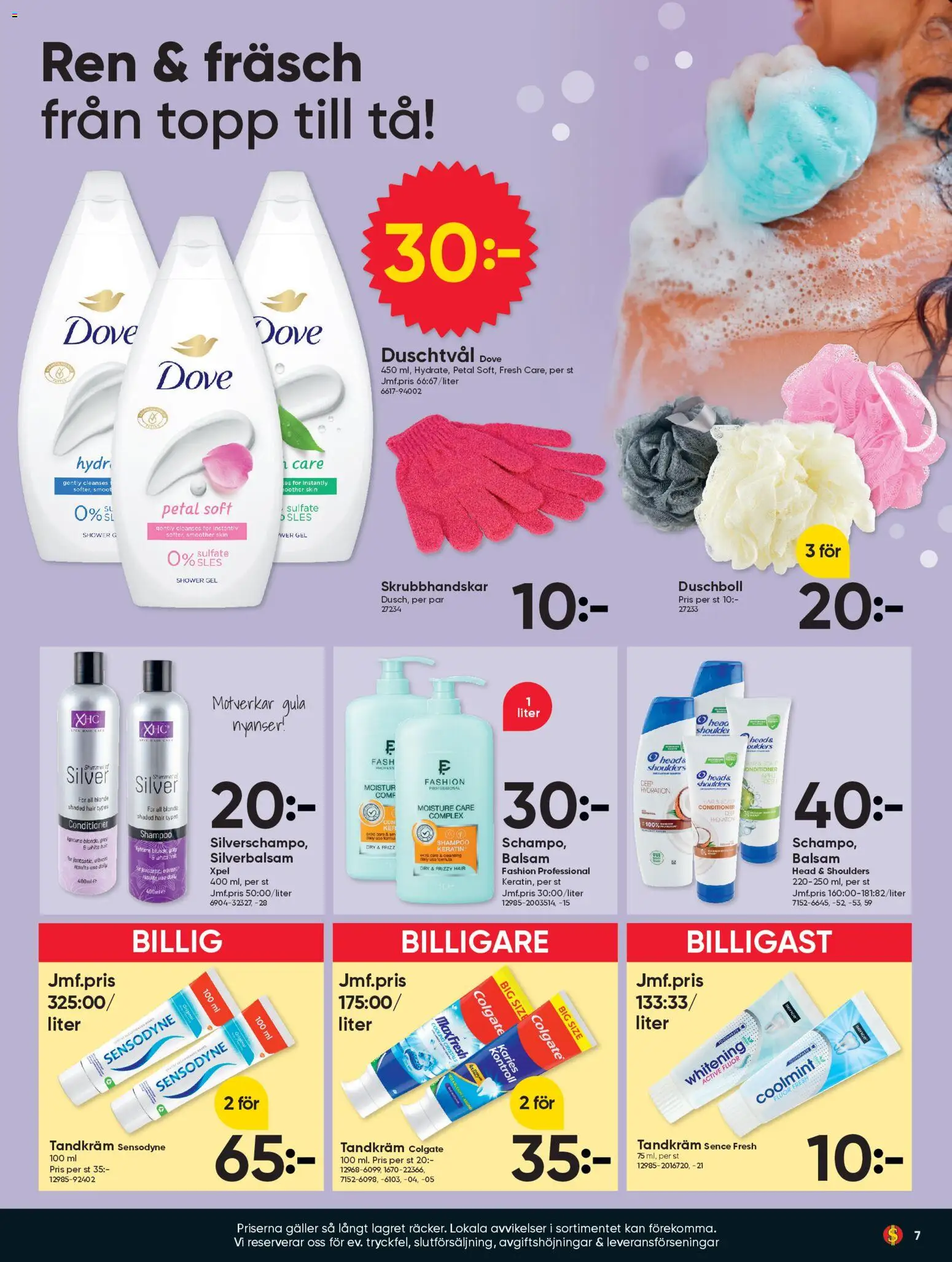 Dollar Store reklamblad aktuell från 23.02.2026 | Sida: 7 | Produkter: Balsam, Duschtvål, Galler, Topp