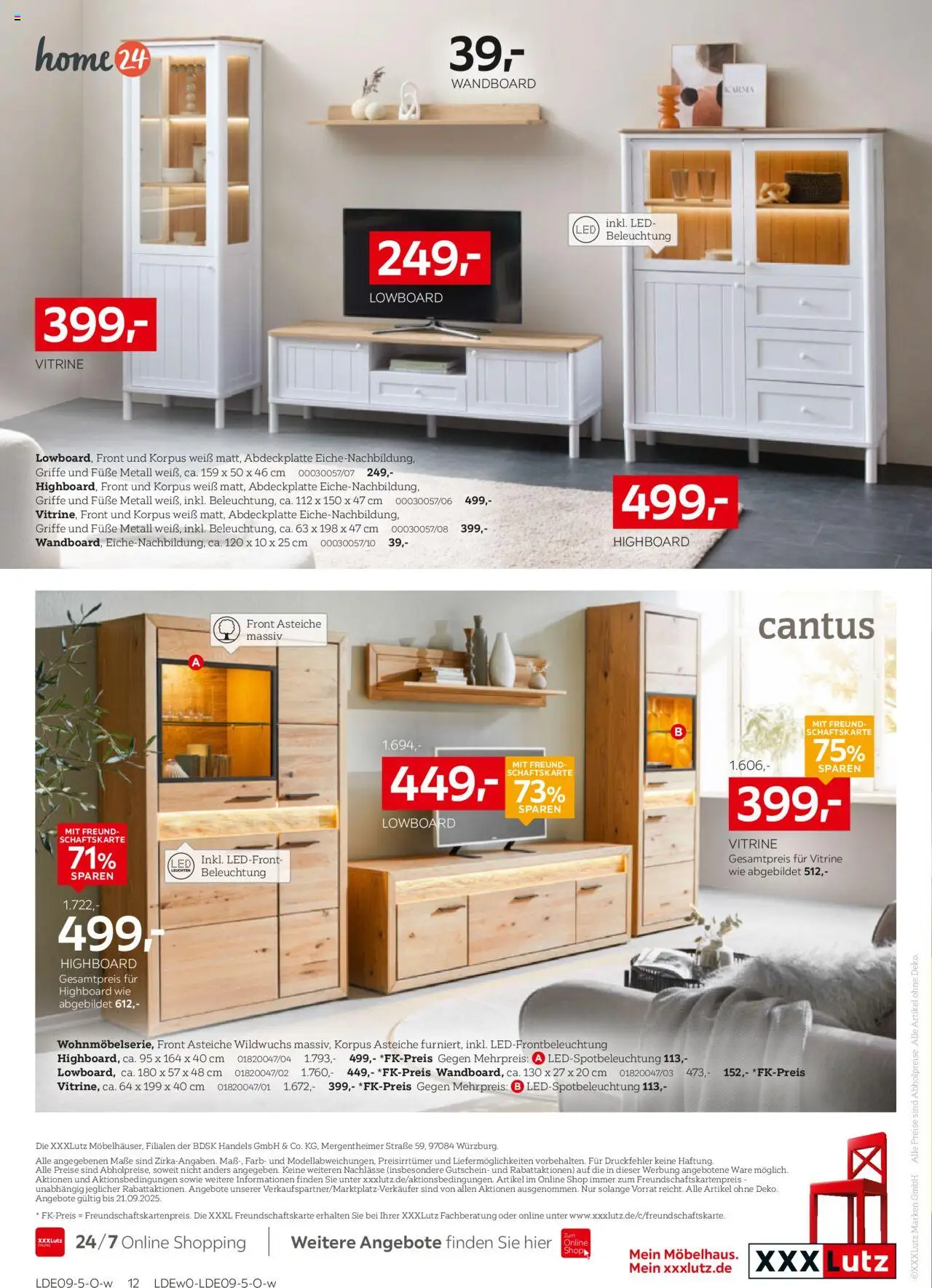 XXXL Lutz Wohnideen – gültig ab 08.09.2025 | Seite: 12 | Produkte: Lowboard, HIghboard, Wandboard, Vitrine