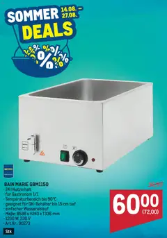 Vorschau von dem Prospekt - Metro  Sommerdeals Bain Marie gültig ab 14.08.2025
