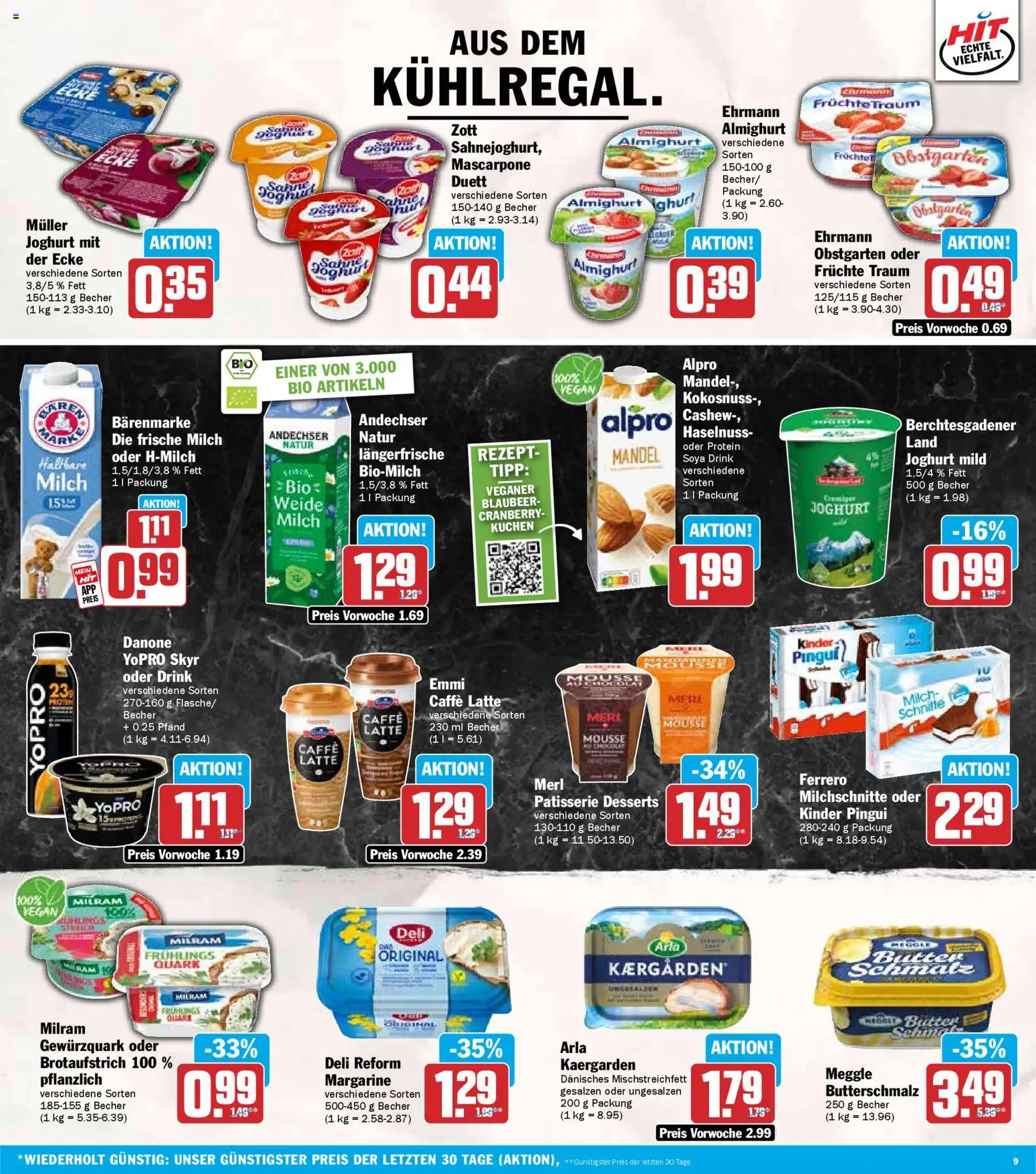 HIT Prospekt 	 – gültig ab 24.11.2025 | Seite: 9 | Produkte: Butterschmalz, Milch, Skyr, Milram