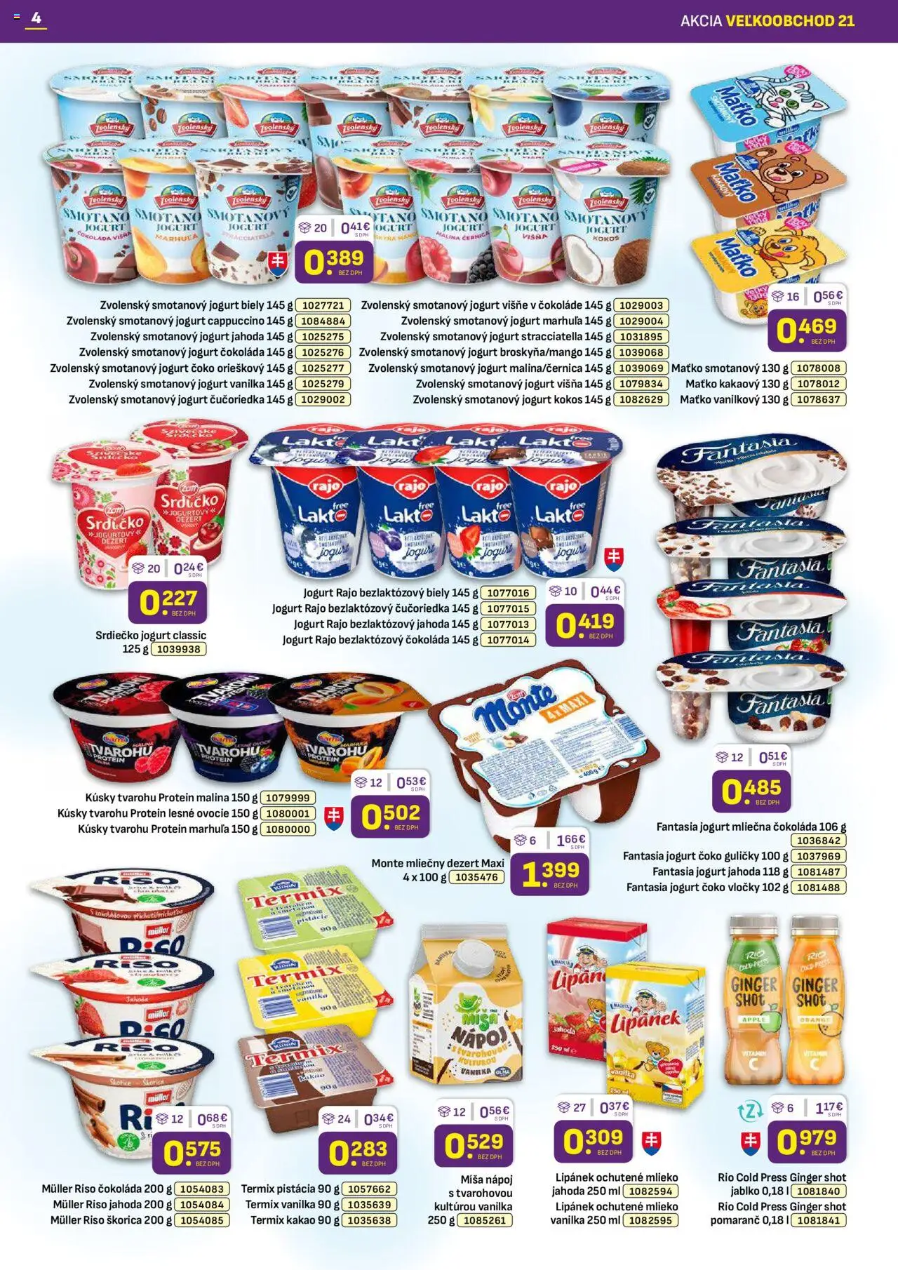 Nové Libex akcie – leták je platný od 20.10.2025 | Strana: 4 | Produkty: Mlieko, Jogurt, Čokoláda, Pistácie