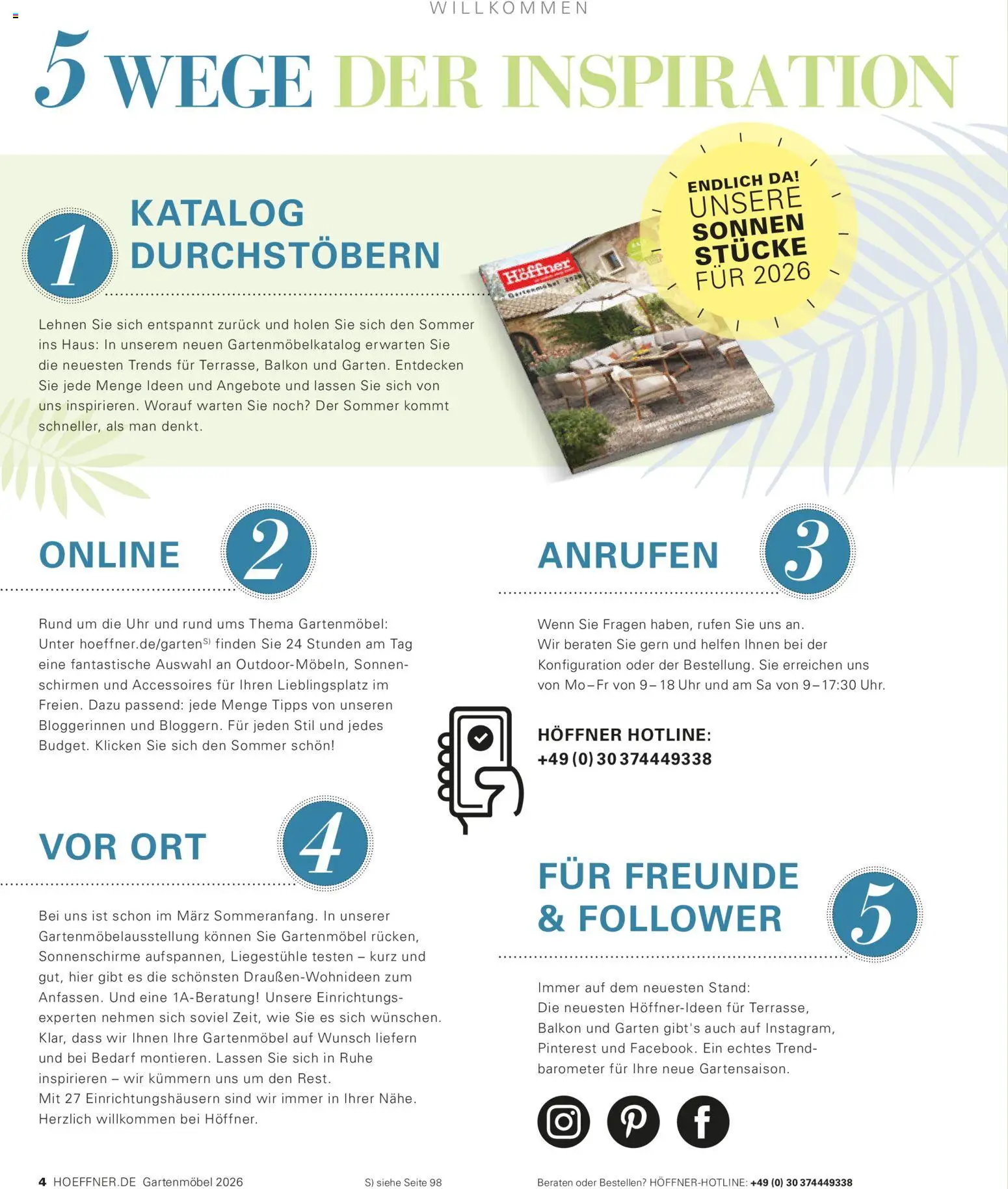 Höffner Prospekt Gartenmöbel – gültig ab 27.03.2026 | Seite: 4 | Produkte: Gartenmöbel, Uhr
