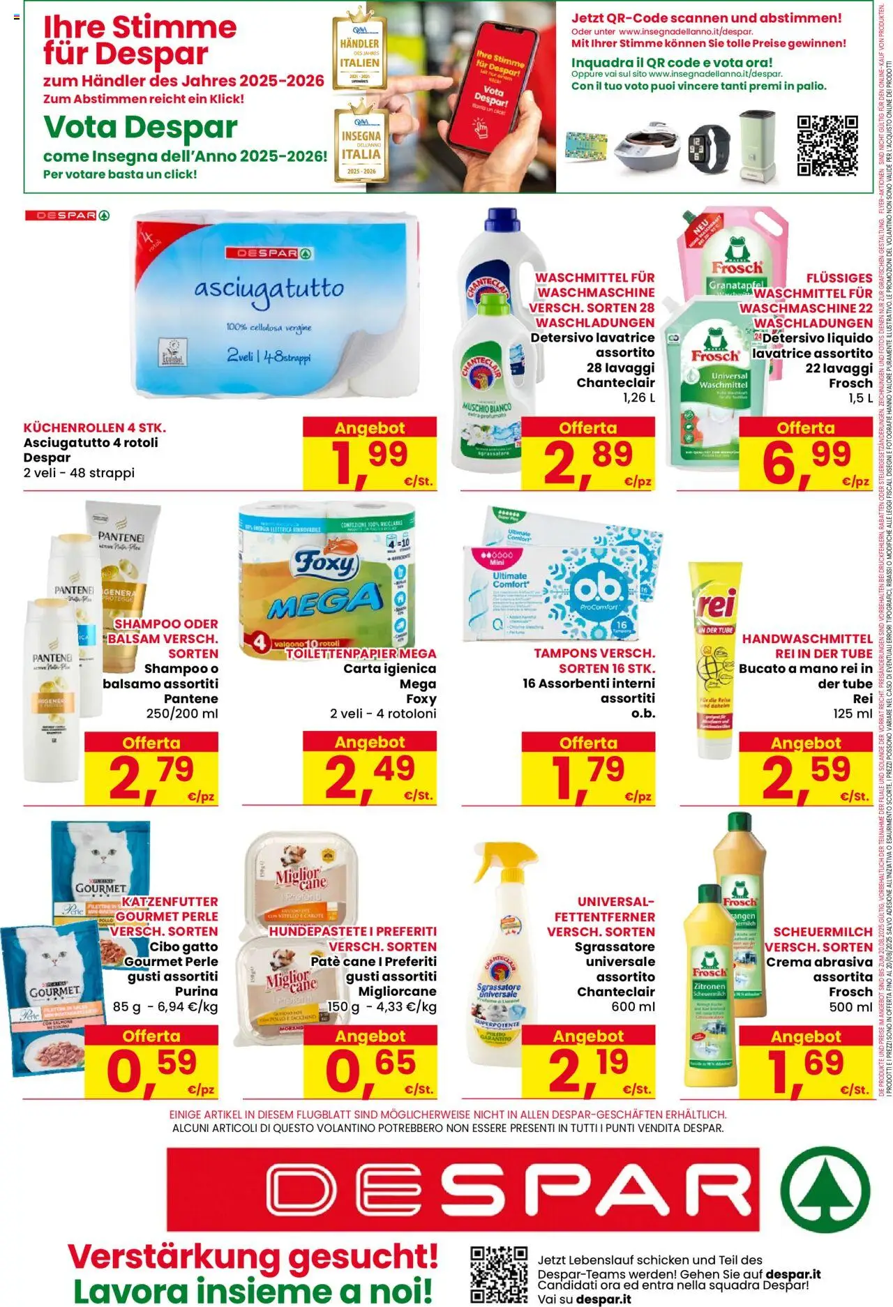 Volantino Despar del 07.08.2025 | Pagina: 16 | Prodotti: Paté, Carta igienica, Sgrassatore, Salsa