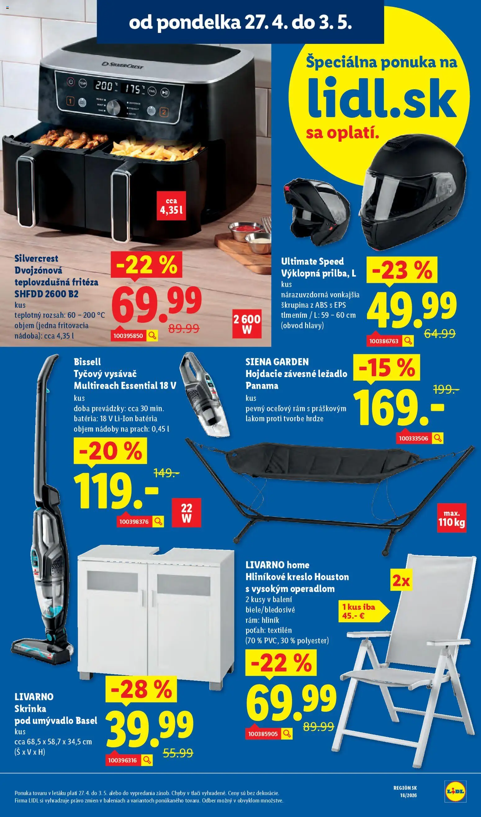Nové Lidl akcie – leták je platný od 27.04.2026 | Strana: 48 | Produkty: Skrinka pod umývadlo, Skrinka, Fritéza, Teplovzdušná frítéza