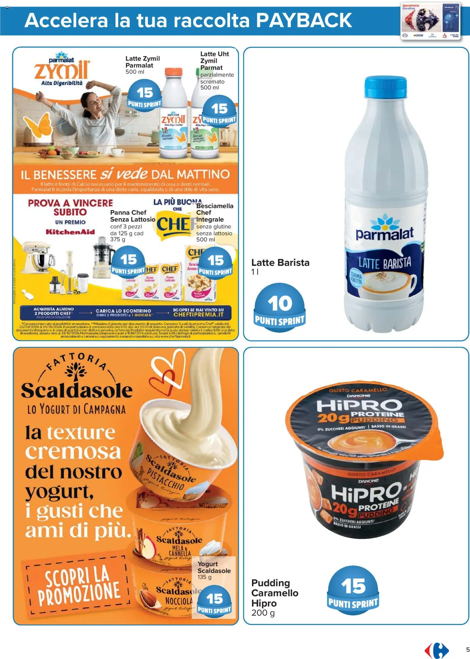Volantino Carrefour del 21.04.2026 | Pagina: 5 | Prodotti: Yogurt, Panna, Latte, Besciamella