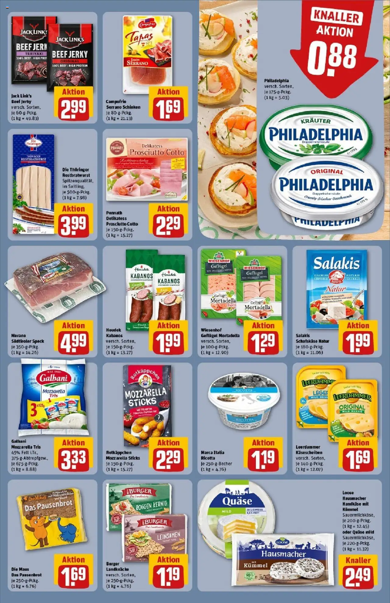 Rewe prospekt Oberwesel	 - gültig ab dem 01.06.2025 | Seite: 17 | Produkte: Philadelphia, Mozzarella, Burger, Schafskase