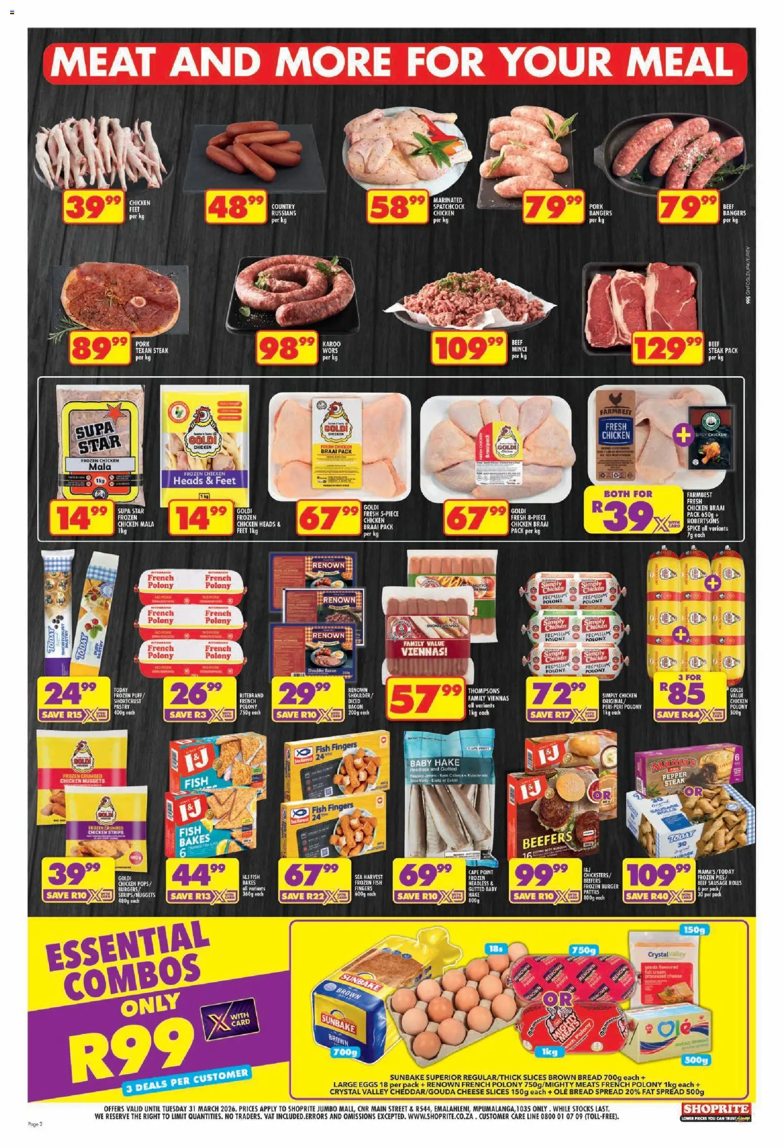 New Shoprite catalogue – valid from 19.03.2026 | Page: 2 | Products: Bread, Cream, Sausage, Bacon