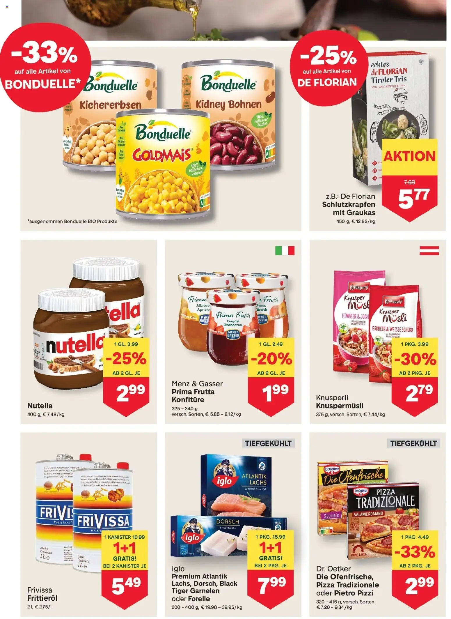 MPREIS Velden gültig ab 15.01.2026 | Seite: 8 | Produkte: Gin, Erdbeeren, Huile à frire, Pizza