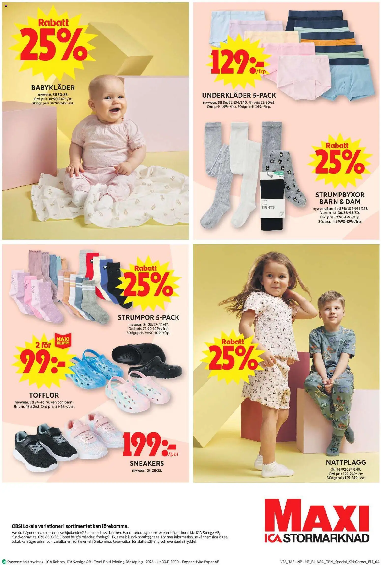 ICA Maxi reklamblad aktuell från 13.04.2026 | Sida: 15 | Produkter: Underkläder, Sneakers, Tofflor, Tights