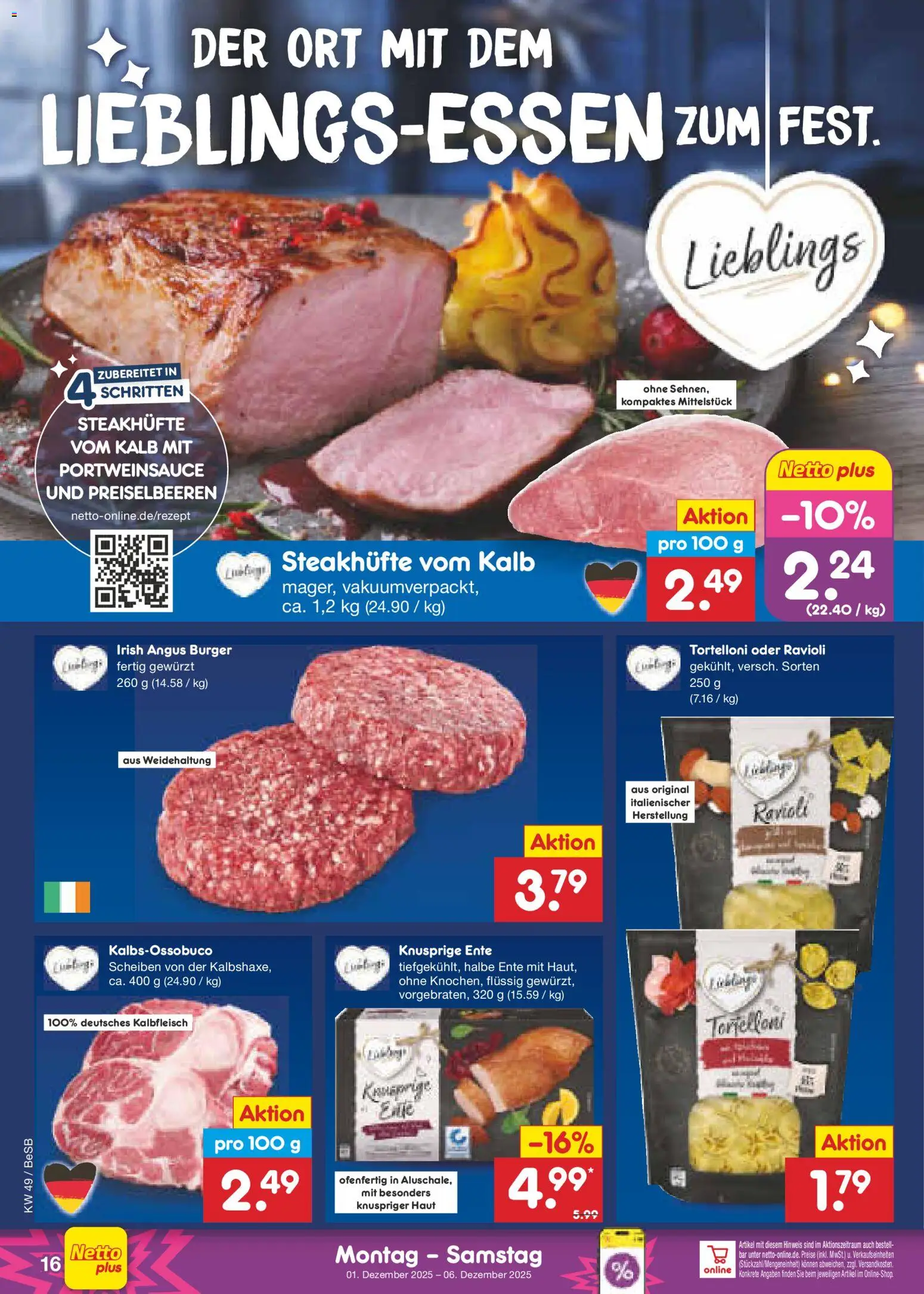 Netto Marken-Discount Prospekt 	 – gültig ab 01.12.2025 | Seite: 18 | Produkte: Burger, Ente