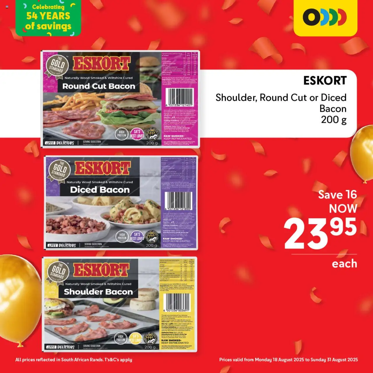 Makro After Party Frozen Food │ valid from 18.08.2025 | Page: 1 | Products: Detergente líquido, Bacon