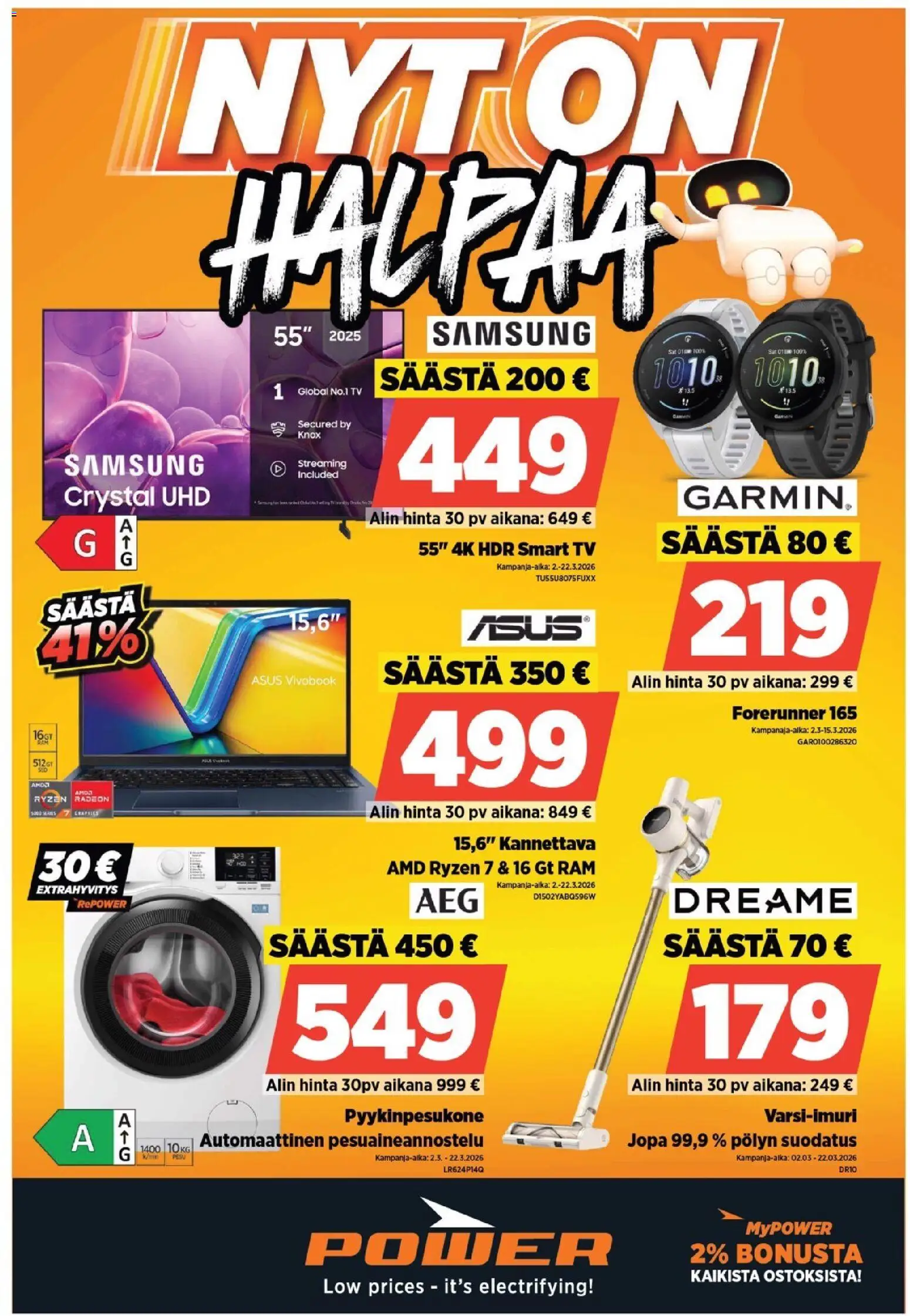 Power tarjoukset – voimassa 09.03.2026 alkaen | Sivu: 1 | Tuotteet: TV