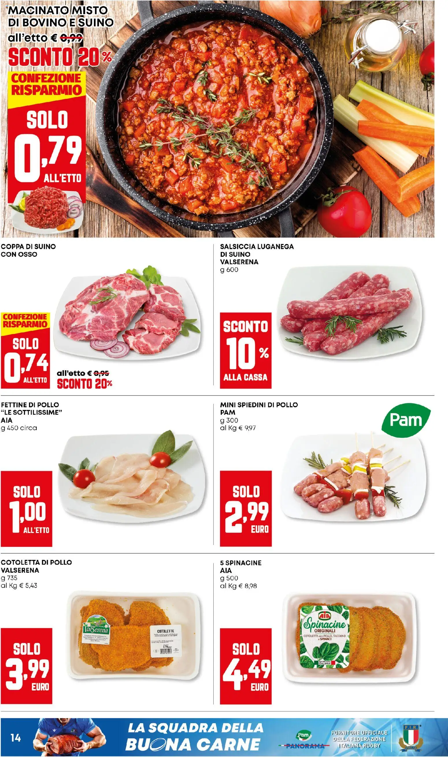 Volantino Panorama del 02.01.2026 | Pagina: 14 | Prodotti: Bovino, Pollo, Salsiccia, Macinato