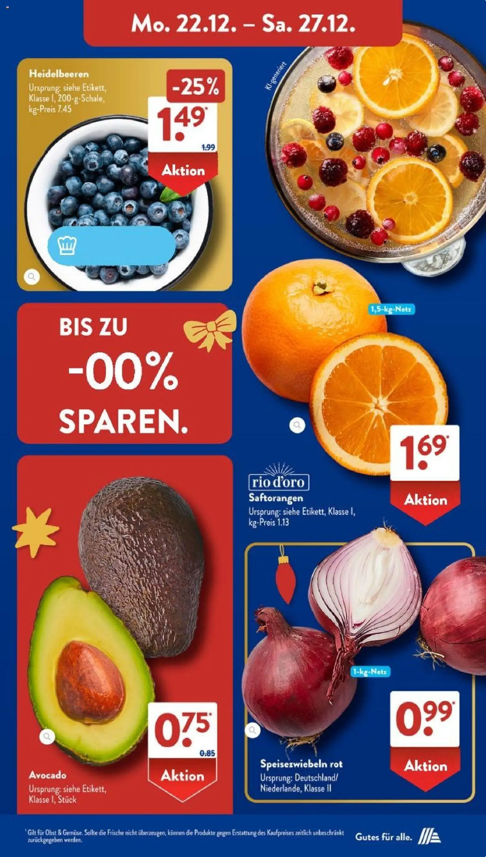 Aldi Süd Prospekt 	 – gültig ab 22.12.2025 | Seite: 5 | Produkte: Heidelbeeren, Avocado, Obst