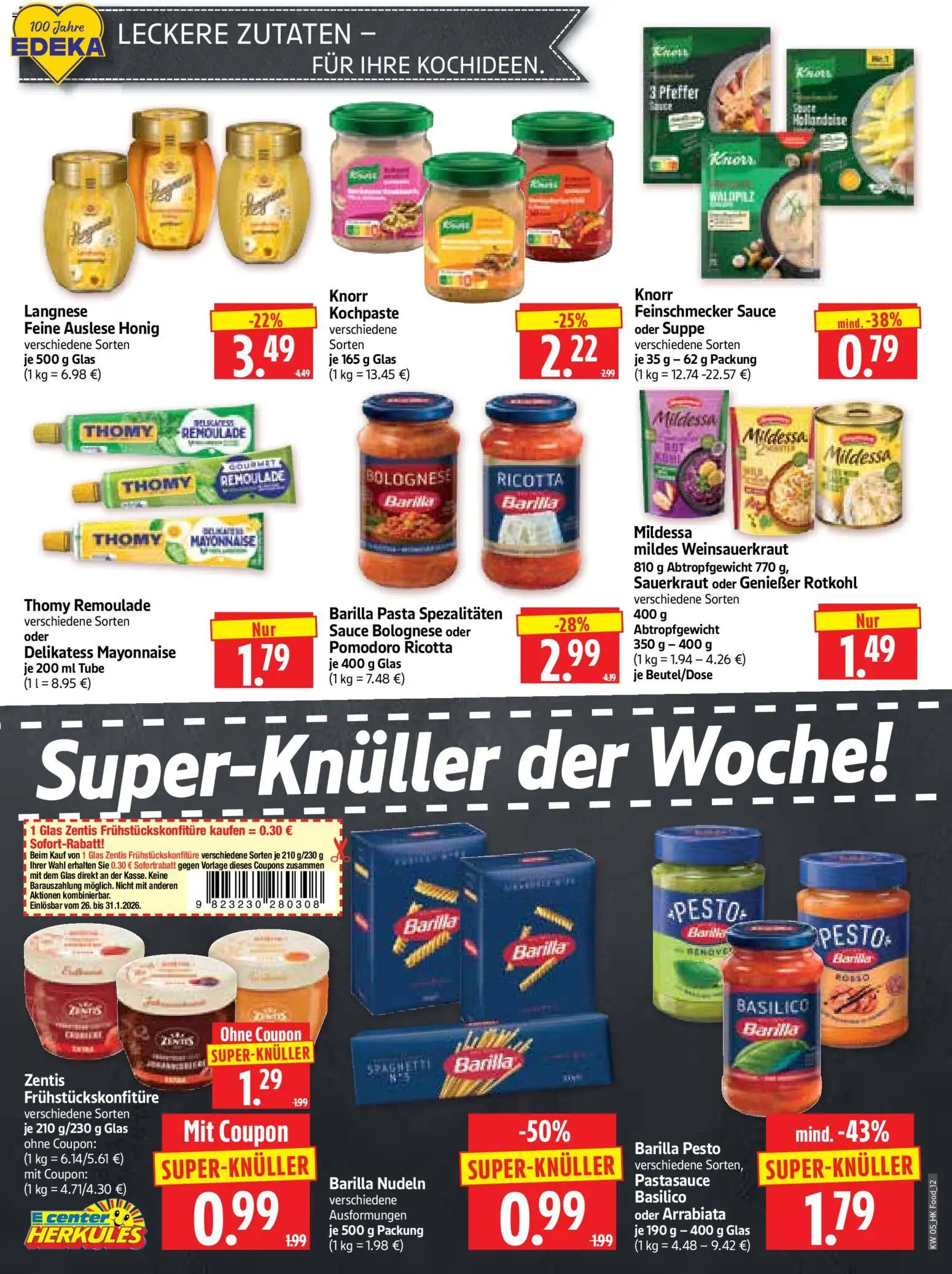 HERKULES Prospekt 	 – gültig ab 26.01.2026 | Seite: 12 | Produkte: Rotkohl, Barilla pesto, Knorr, Nudeln