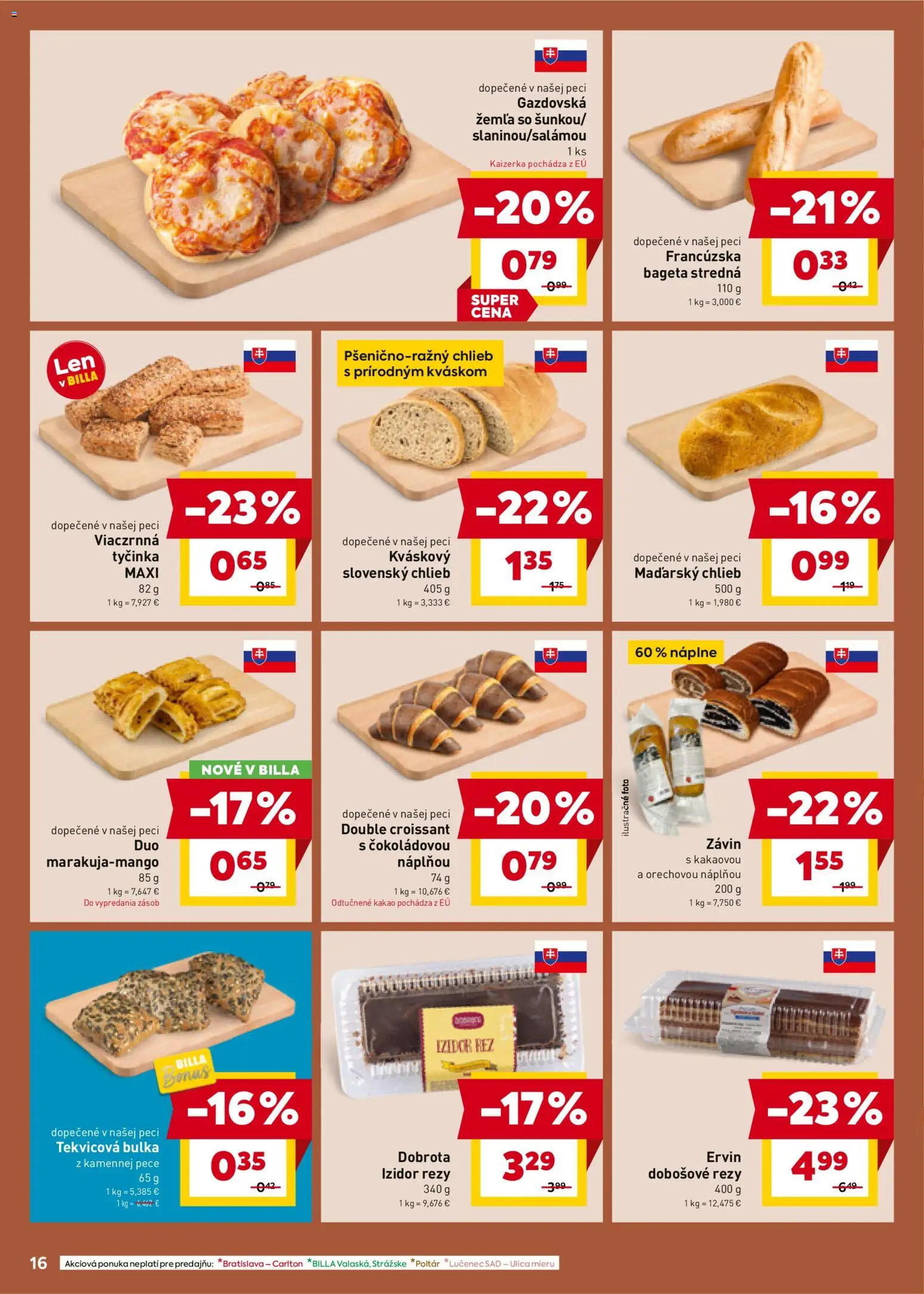 Nové Billa akcie – leták je platný od 10.12.2025 | Strana: 16 | Produkty: Croissant, Závin, Pec, Kakao