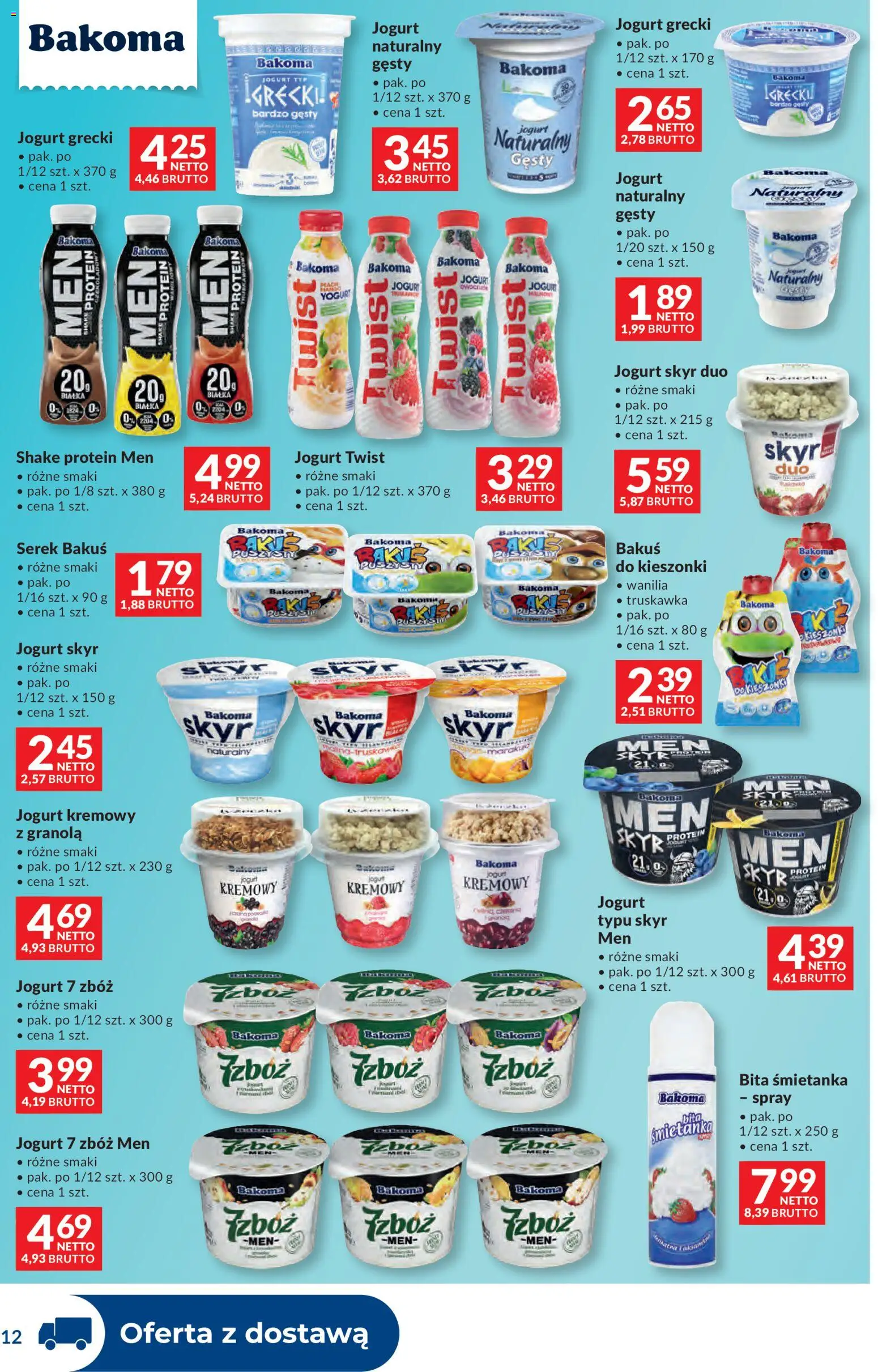Makro gazetka - Dystrybucja do sklepów od 14.04.2026 | Strona: 12 | Produkty: Bita śmietanka, Serek, Granola, Jogurt kremowy
