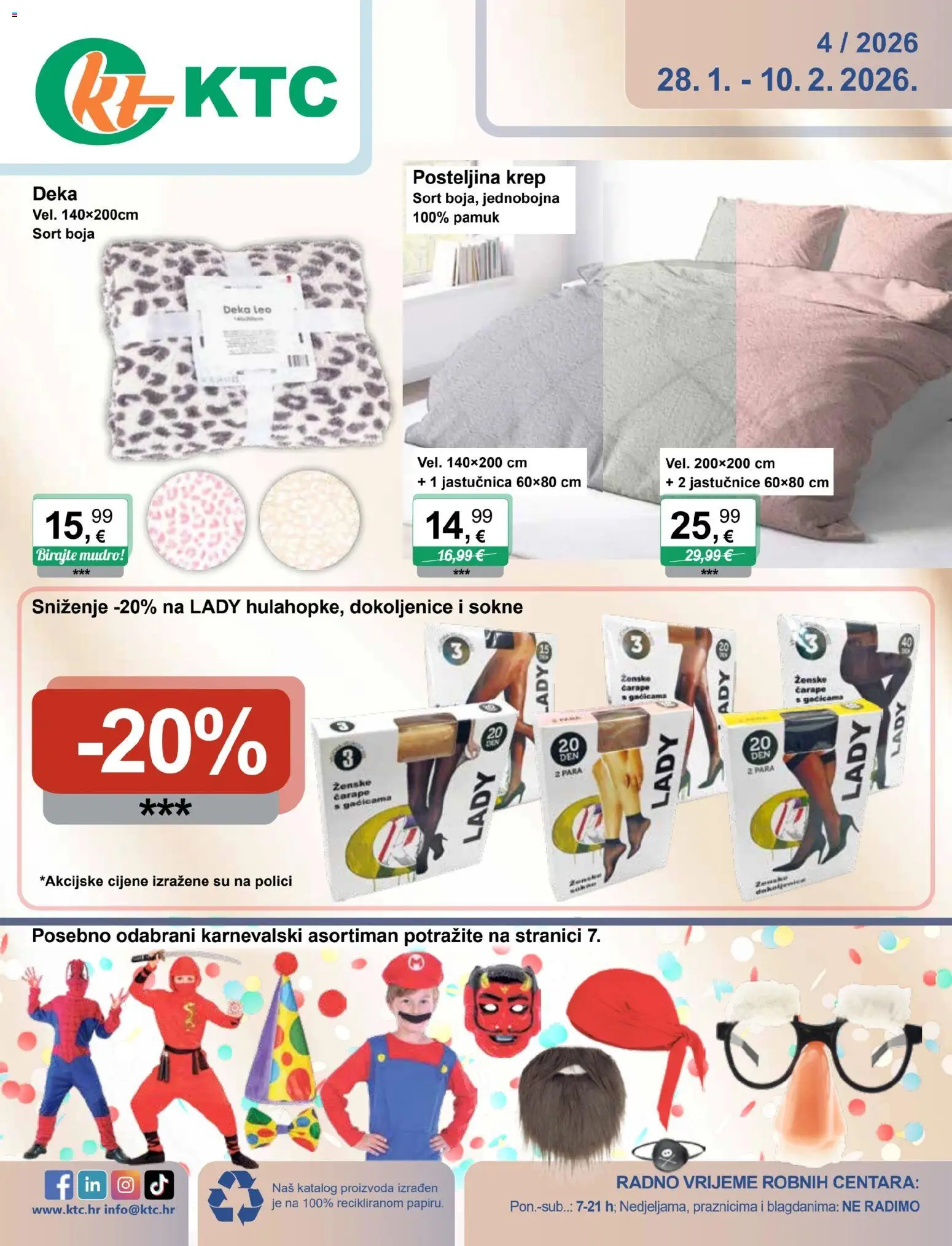 KTC katalog | vrijedi od 28.01.2026 | Stranica: 1 | Proizvodi: Jastučnica, Čarape, Posteljina, Deka