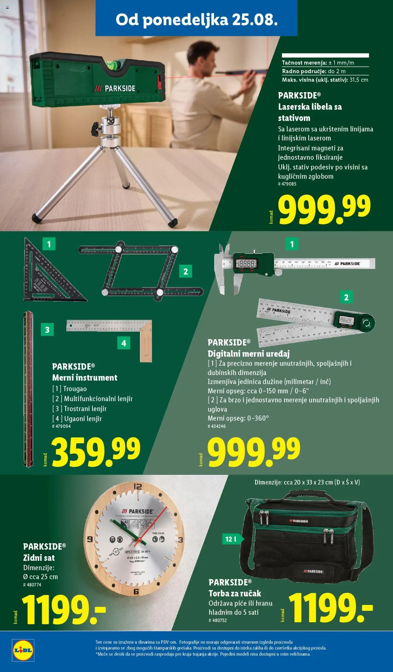 Lidl katalog - važi od 21.08.2025 | Strana: 24 | Proizvode: Parkside, Zidni sat, Torba