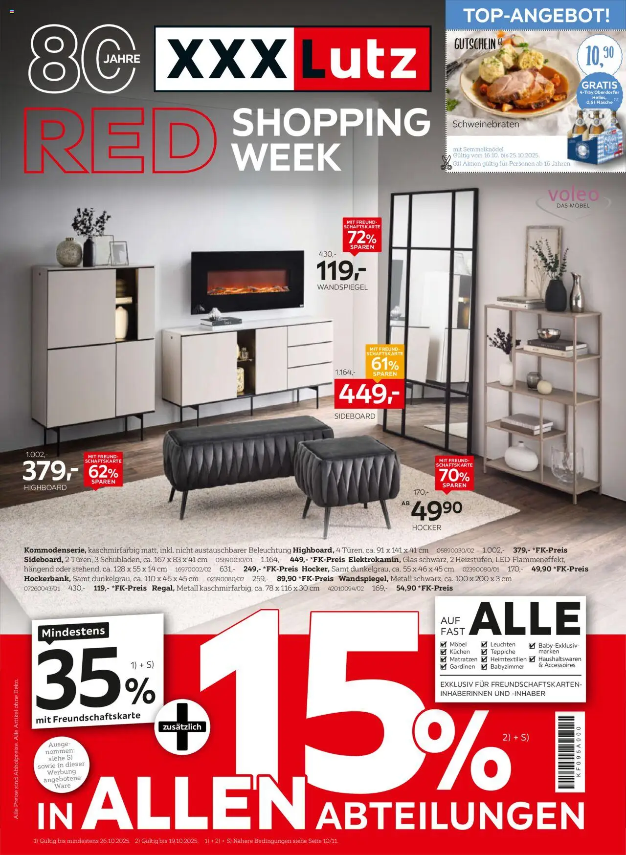 XXXL Lutz Prospekt 	 – gültig ab 12.10.2025 | Seite: 1 | Produkte: Sideboard, Hocker, HIghboard, Wandspiegel