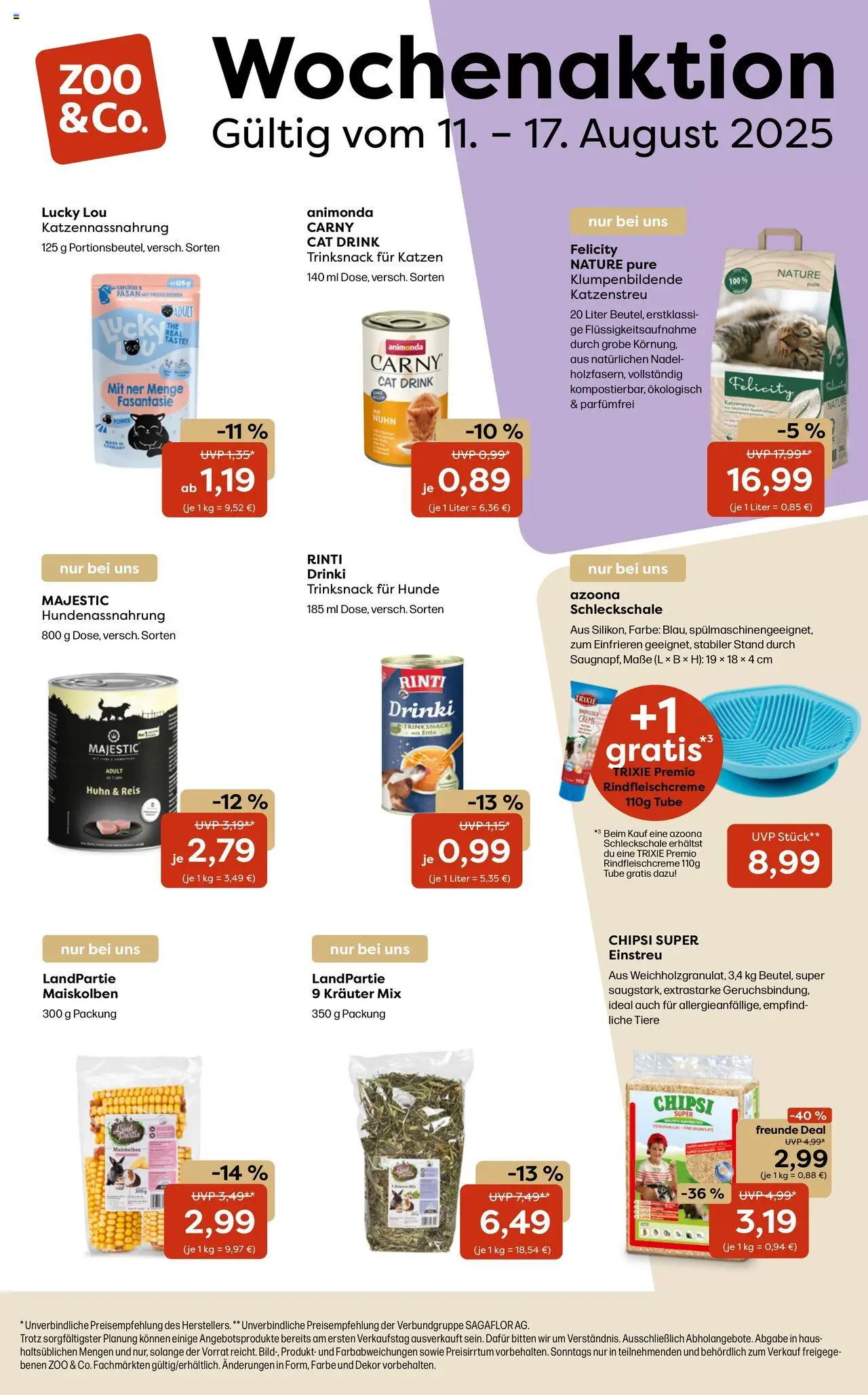Zoo & co Prospekt 	 - gültig ab dem 11.08.2025 | Seite: 1 | Produkte: Creme, Reis, Ente