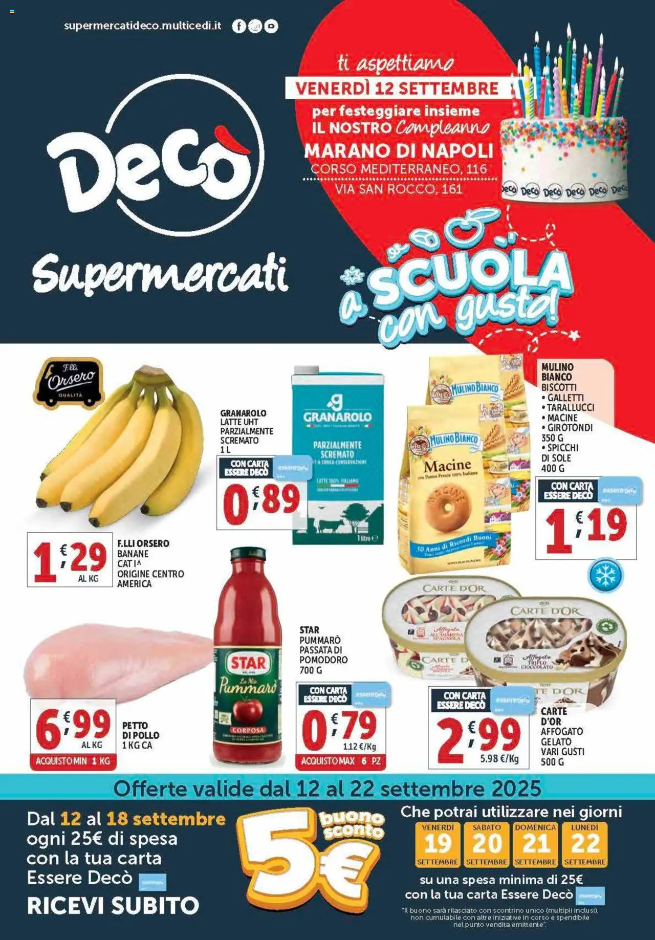 Volantino Decò del 12.09.2025 | Pagina: 1 | Prodotti: Cioccolato, Pollo, Panna, Gelato