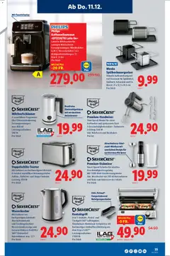 Lidl Aktionen ab 11.12.2025 gültig | Seite: 25 | Produkte: Kaffeevollautomat, Wasserkocher, Rührbesen, Philips