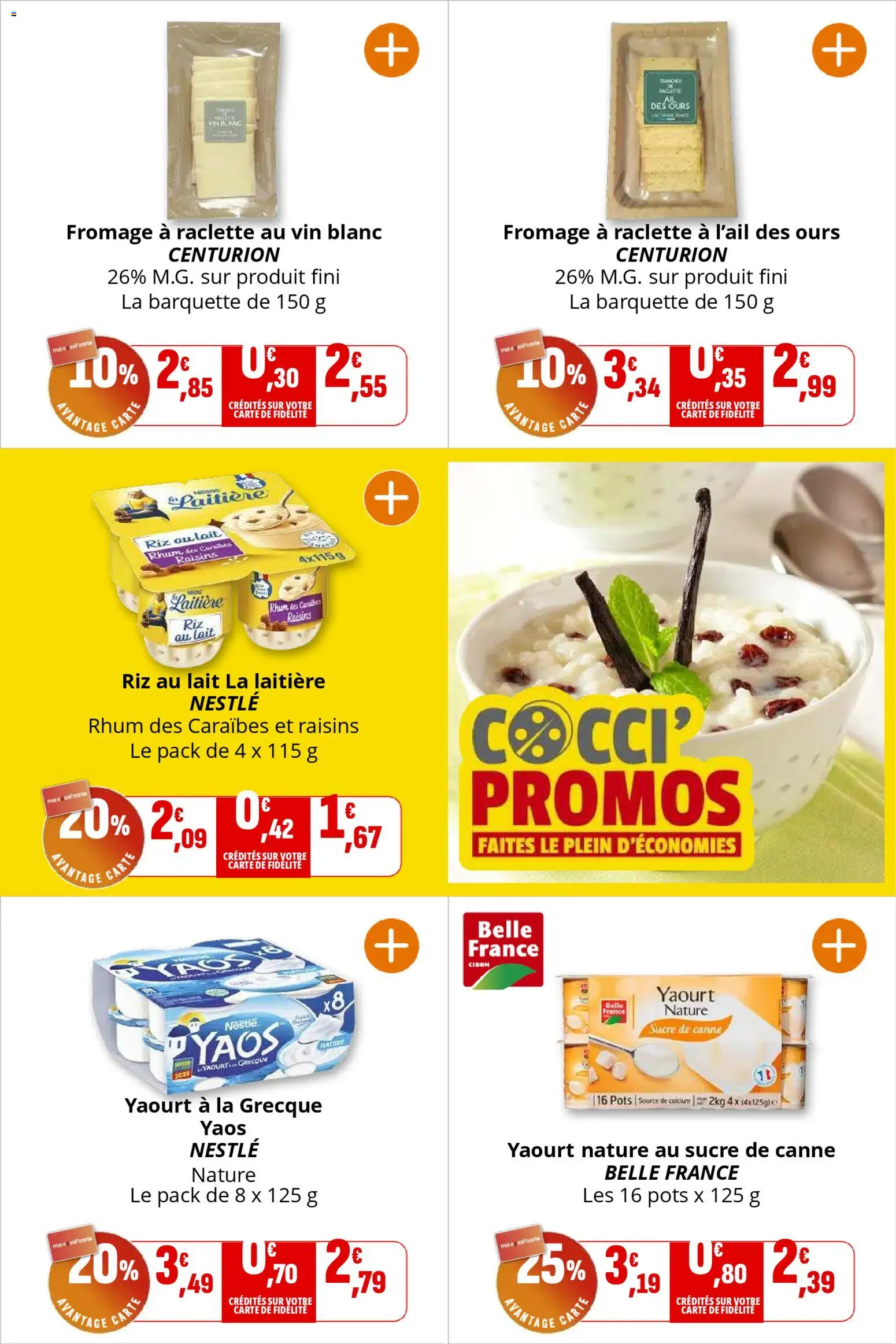 {H1} | Page: 15 | Produits: Sucre, Fromage à raclette, Lait, Fromage