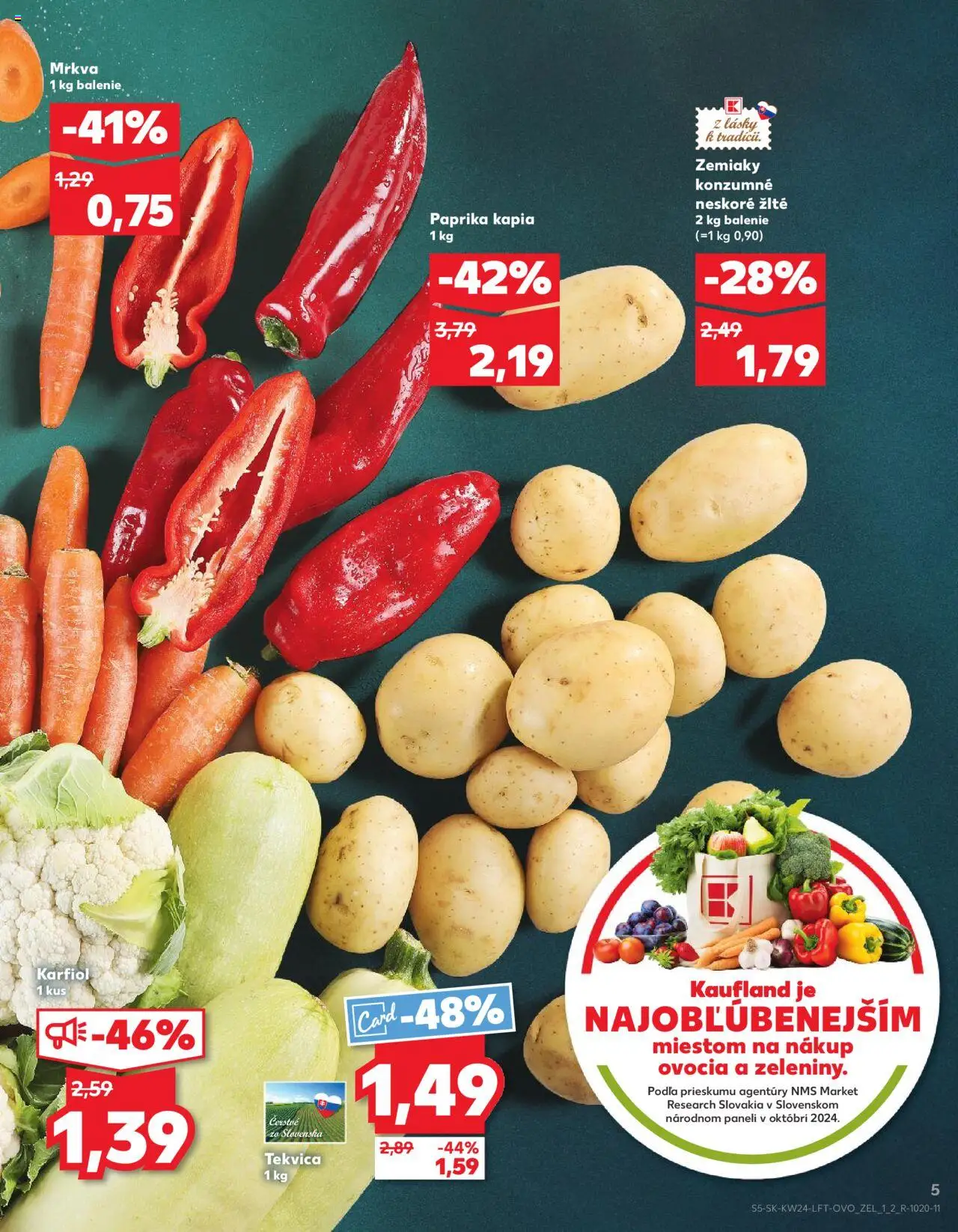 Nové Kaufland akcie – leták je platný od 12.06.2025 | Strana: 5 | Produkty: Karfiol, Mrkva, Zemiaky, Kápia