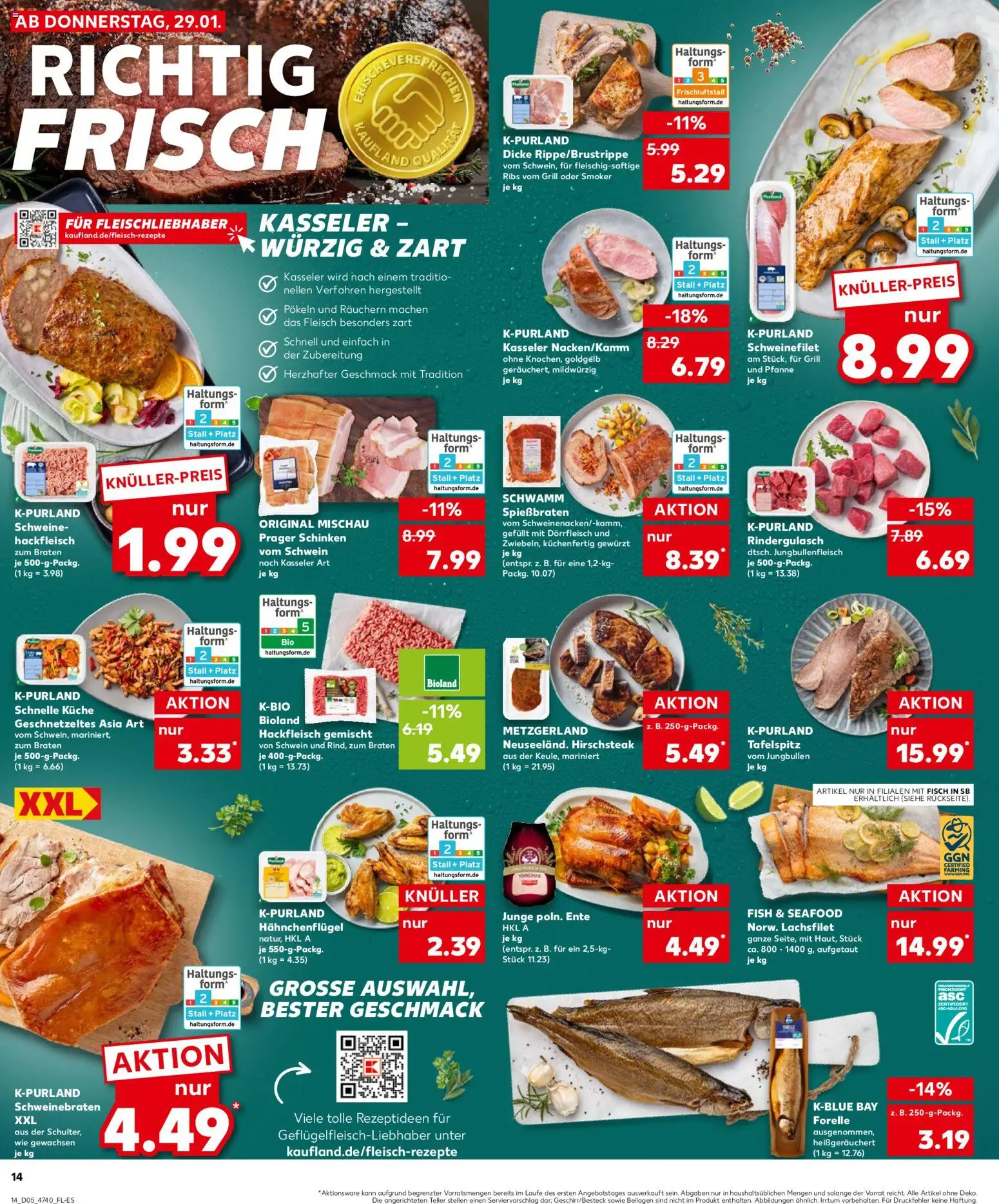 Kaufland prospekt Hannover	 – gültig ab 29.01.2026 | Seite: 14 | Produkte: Küche, Fisch, Schinken, Hackfleisch