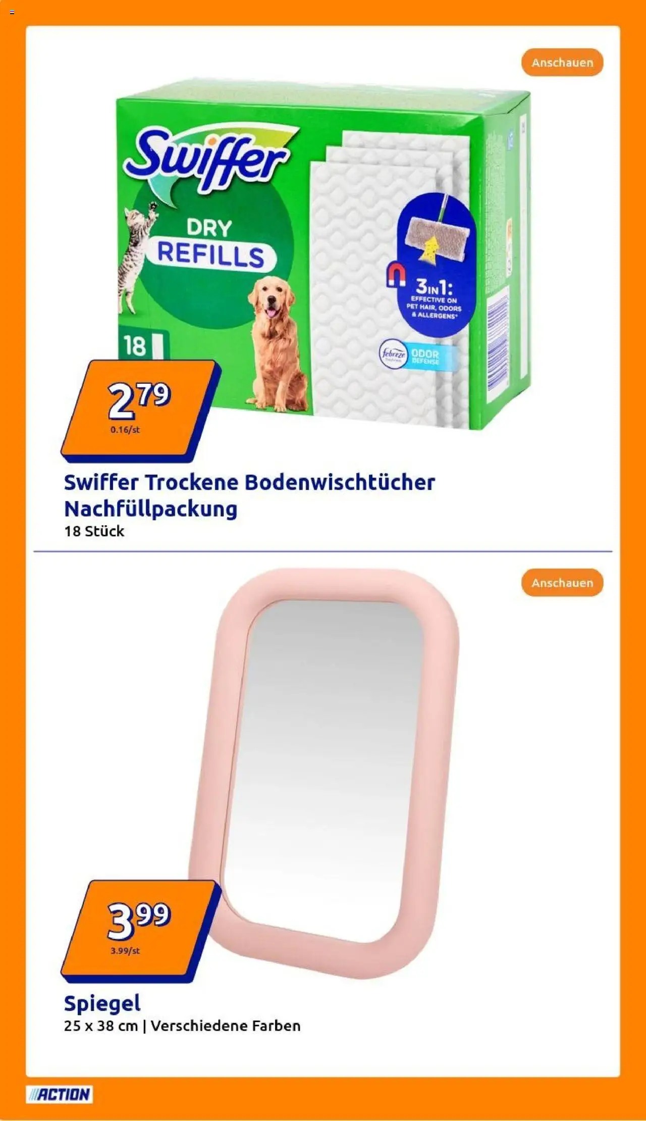 Action Prospekt - gültig ab dem 20.08.2025 | Seite: 12 | Produkte: Spiegel, Swiffer